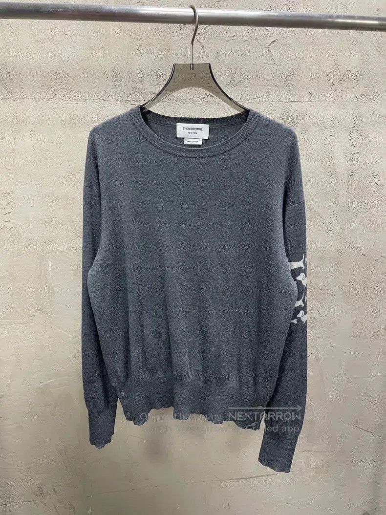 Thom Browne Thom Browne Grey puppy sweater with four stripes, woolen r Size US L / EU 52-54 / 3 - 1 Thumbnail
