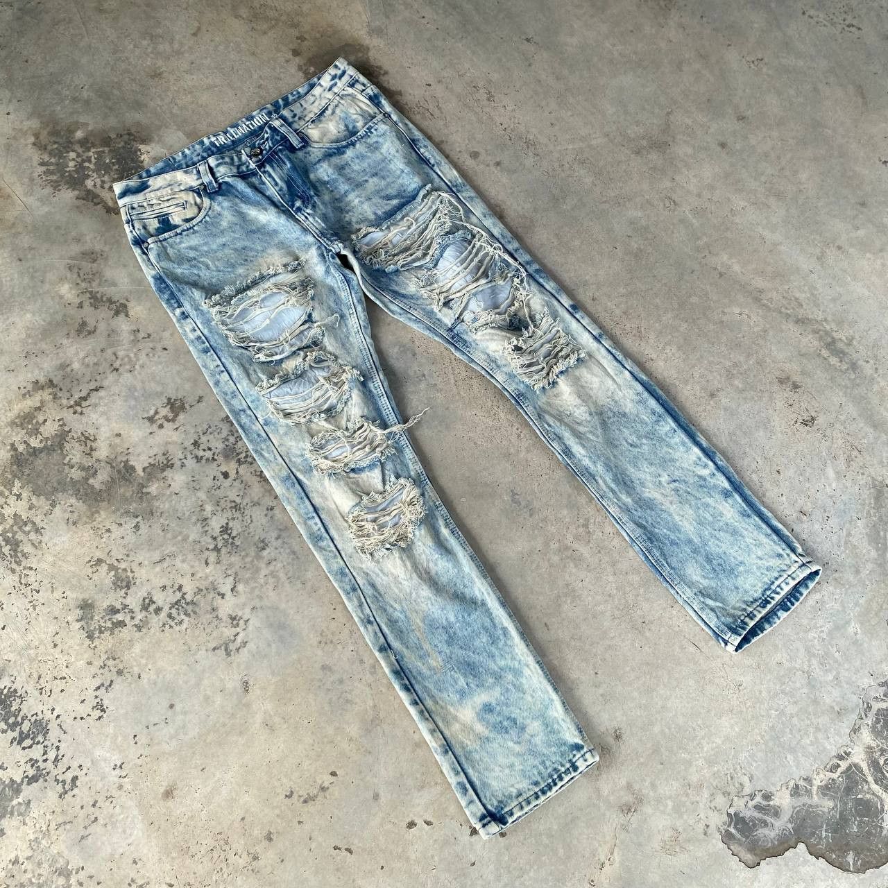 Japanese Brand Trillenation Heavy Distressed Jeans Shredded Punk Aesthetic Size US 32 / EU 48 - 12 Thumbnail