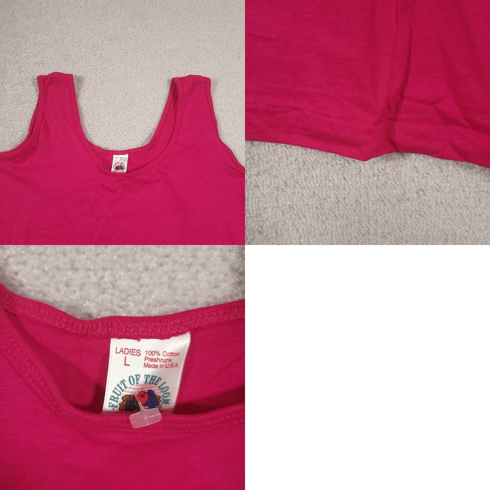 Fruit Of The Loom VINTAGE Fruit Of The Loom Tank Top L 100% Cotton Fuchsia Pink Womens 90s USA Tank Top 80s Theme Size L / US 10 / IT 46 - 8 Thumbnail