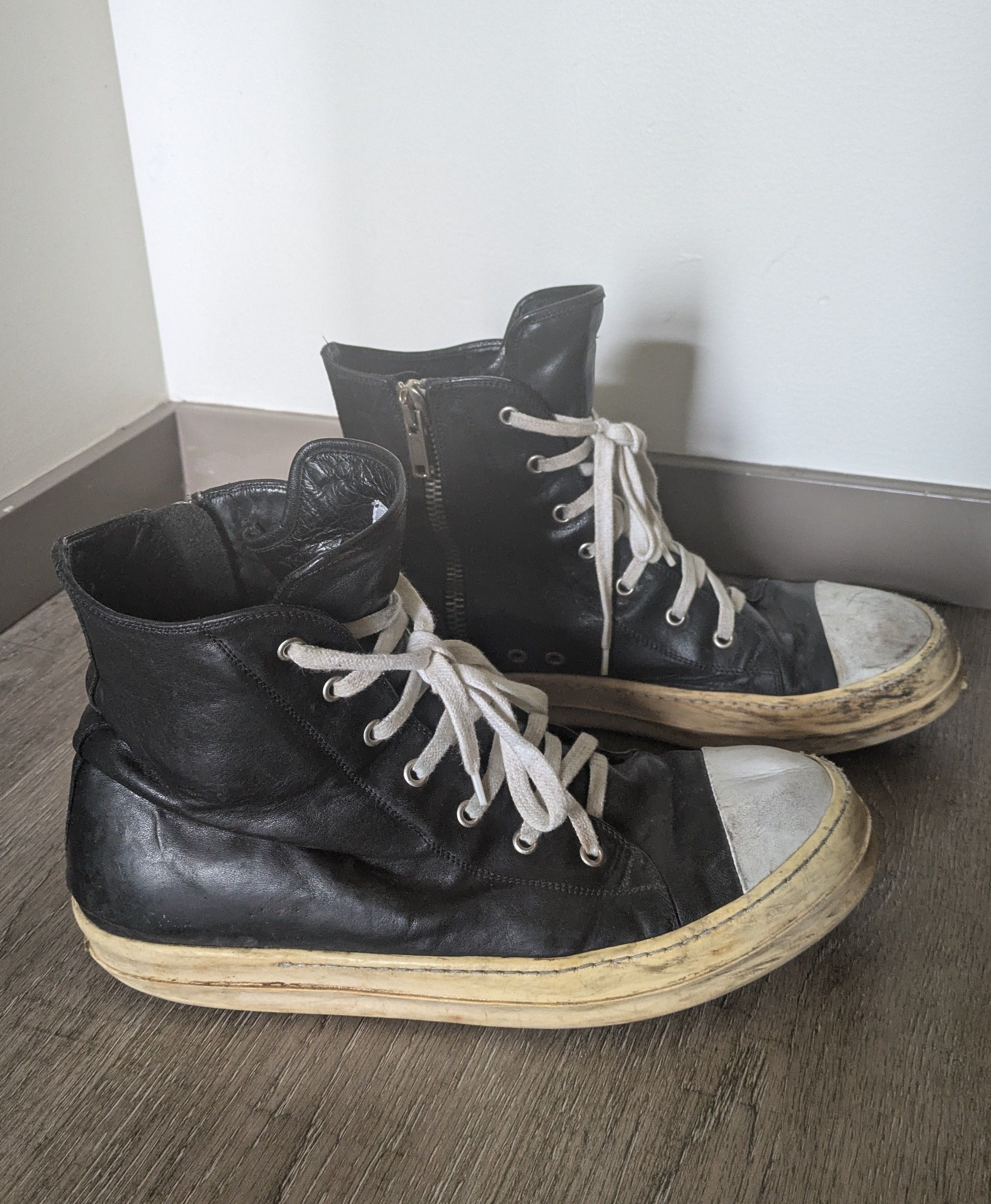 archive rick owens ヒールブーツ　leather black archive rick owens ヒールブーツleather black