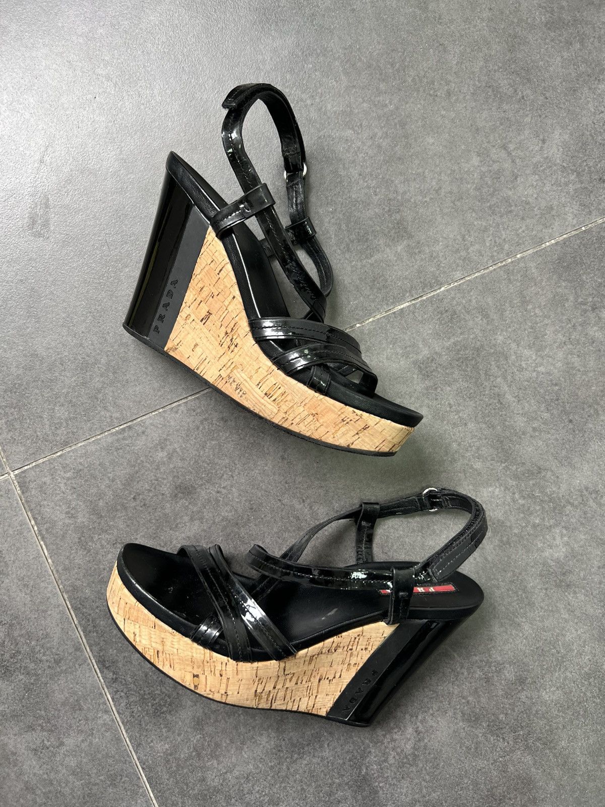 Prada Prada Milano y2k coquette Leather Ankle Wedge Sandals Size US 6 / IT 36 - 2 Thumbnail