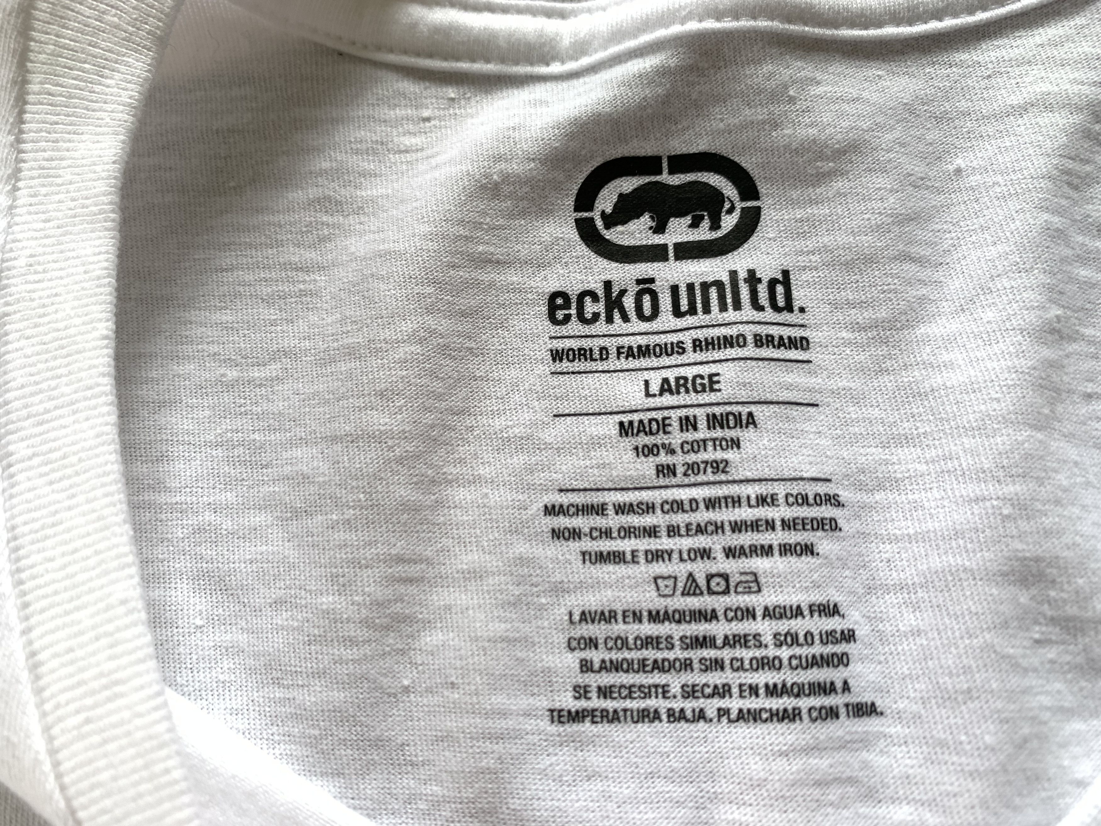 Ecko Unltd. Ecko Unltd Basic V Neck White Cotton T Shirt Size US L / EU 52-54 / 3 - 6 Thumbnail
