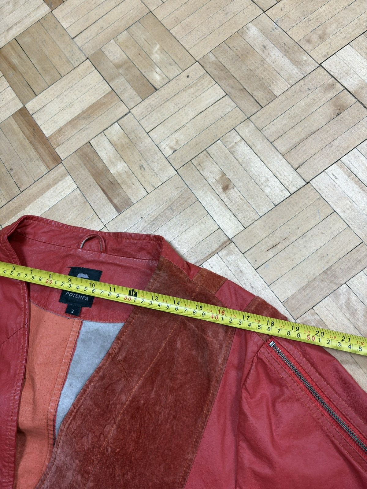 Vintage Burgundy Leather Patchwork Boho Hippie Jacket Size L / US 10 / IT 46 - 10 Thumbnail