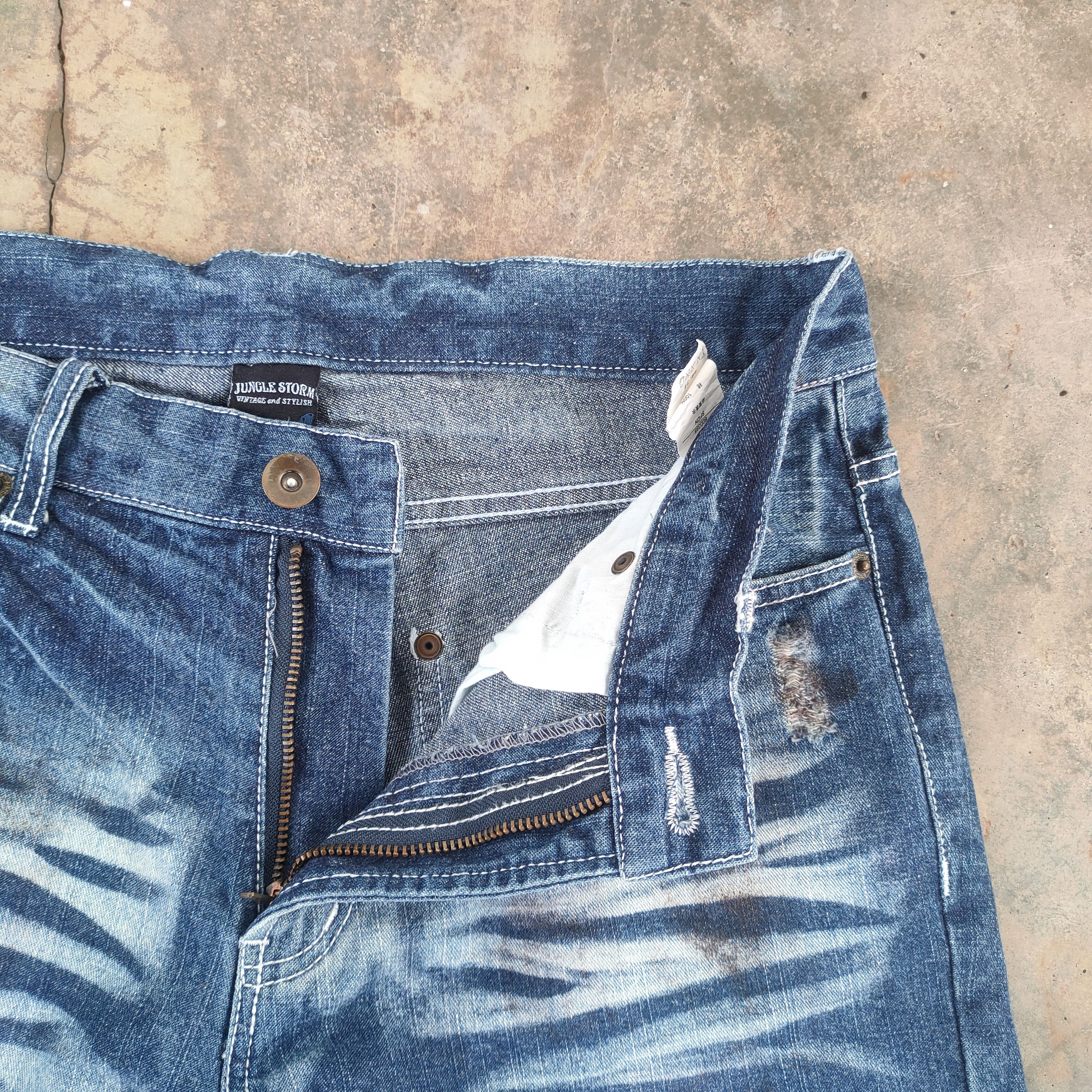 Jungles # VINTAGE STORM FADED DISTRESSED JEANS DENIM PANTS Size US 30 / EU 46 - 7 Thumbnail