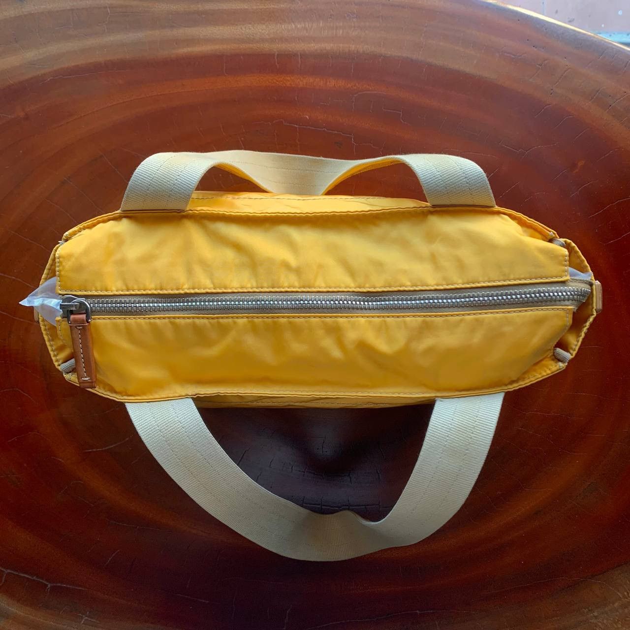 Prada Prada Nylon Side Logo Leather Yellow Tote Bag Size ONE SIZE - 5 Thumbnail