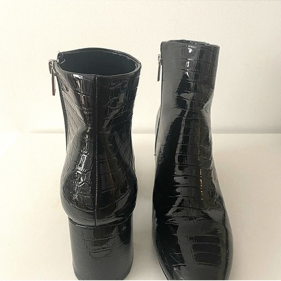 Marc Fisher Mark Fisher LTD Black Croc-Embossed Leather Ankle Boots Size US 6 / IT 36 - 3 Thumbnail