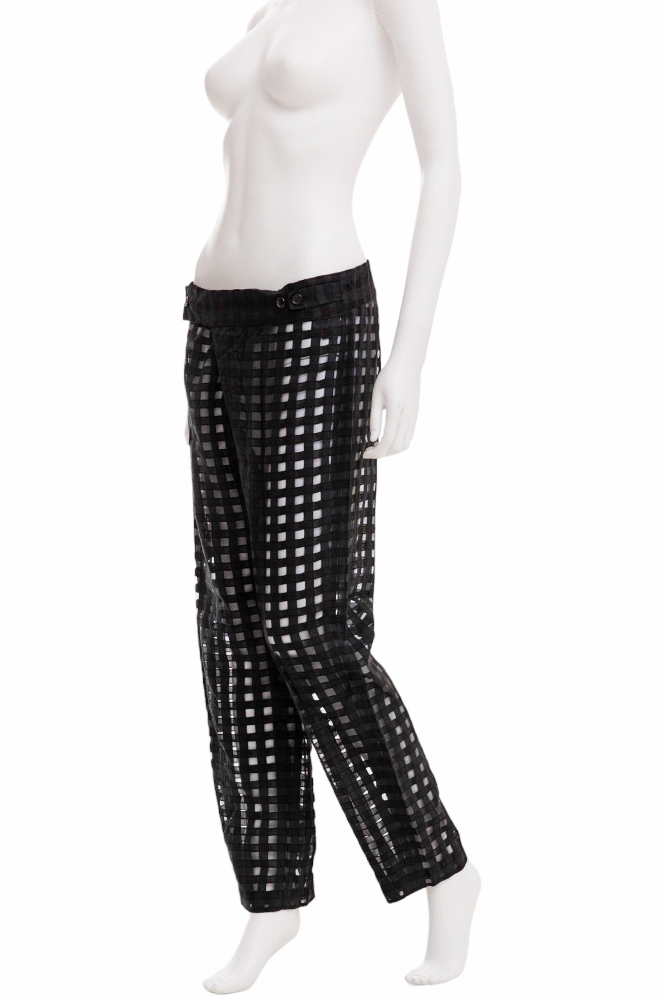 Ann Demeulemeester S/S 2016 Semitransparent Checkered Black Pants Size US 32 / EU 48 - 3 Thumbnail