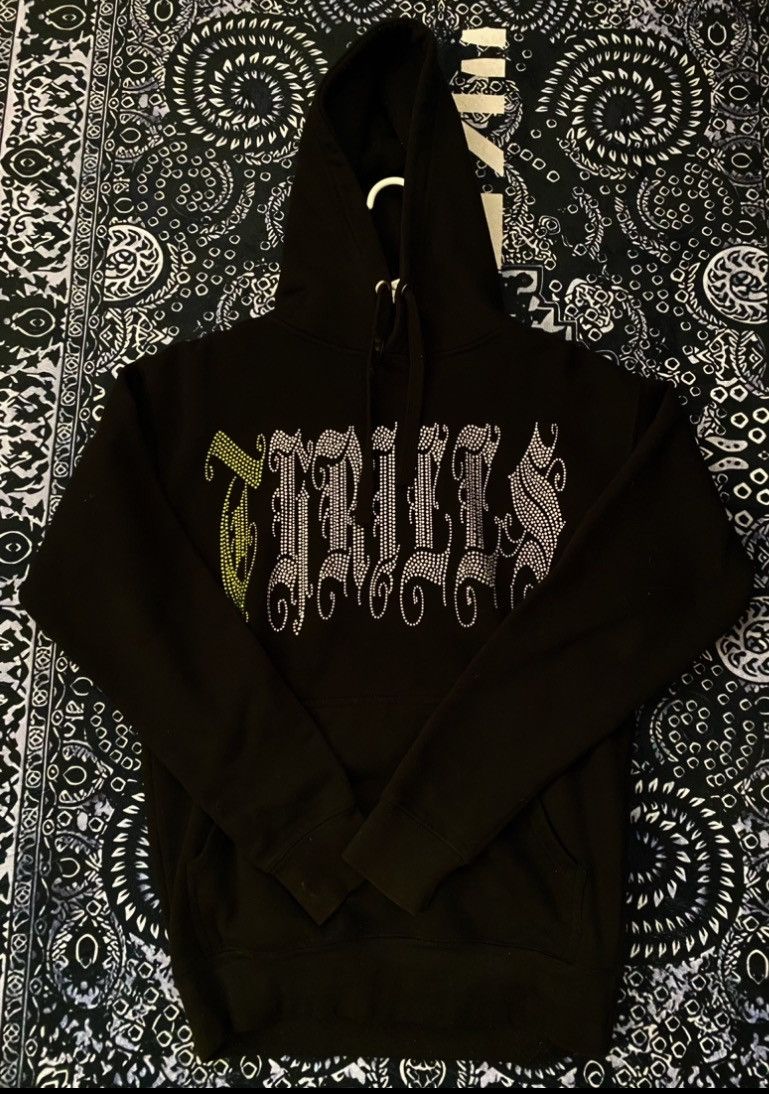 image of Thrills Rhinestone Hoodie in Black, Men's (Size Small)