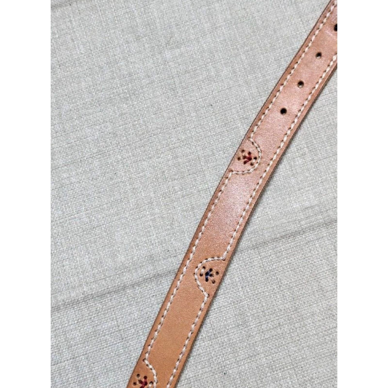 Vintage VINTAGE LL BEAN STITCHED leather belt 32 brown COWHIDE unisex adults belt Hardware: none Size 32 - 2 Thumbnail