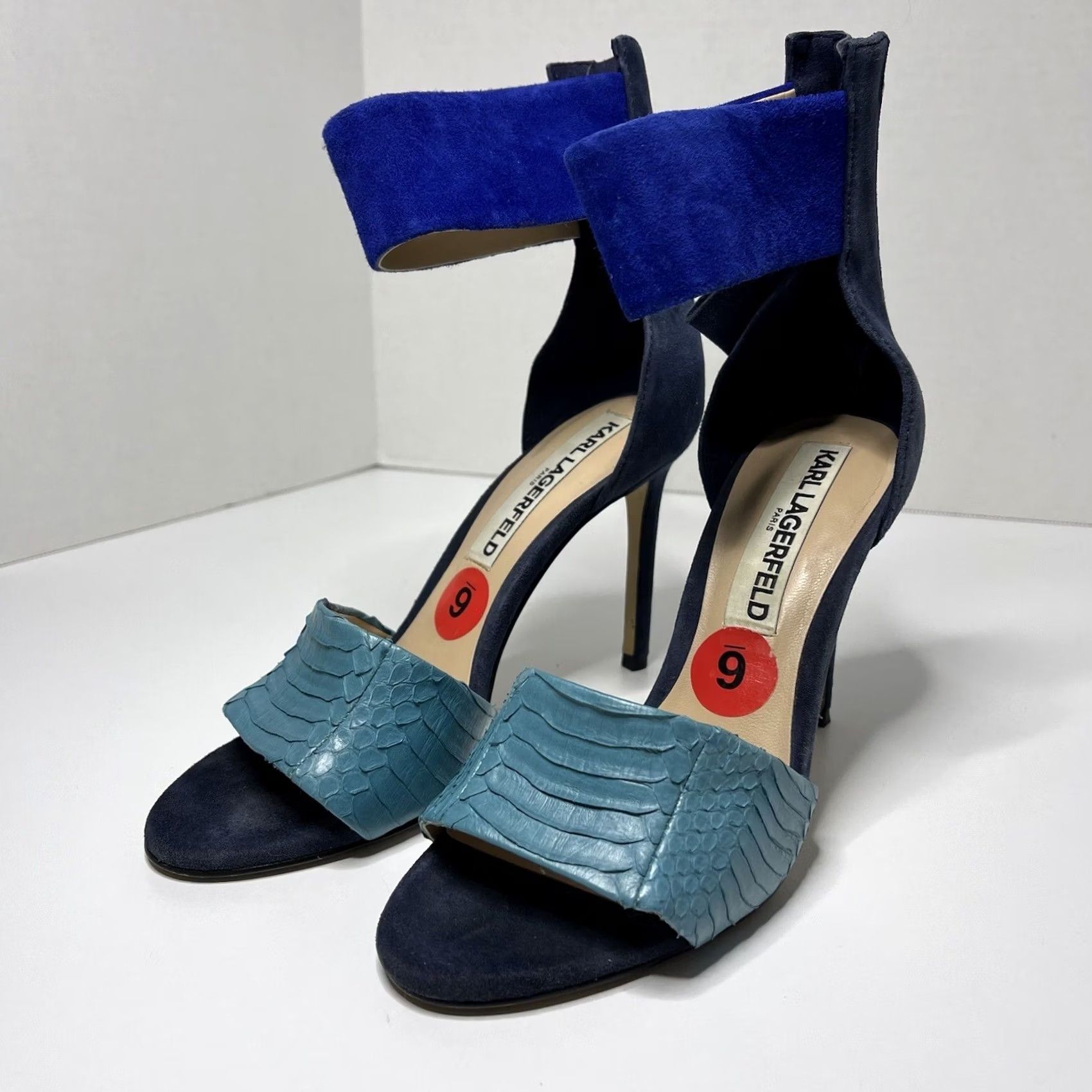 Karl Lagerfeld Karl Lagerfeld Women's Heel Paris Ankle Strap Leather Stiletto Open Toe Strappy Blue Size 6 MENS? Size US 6 / IT 36 - 2 Thumbnail