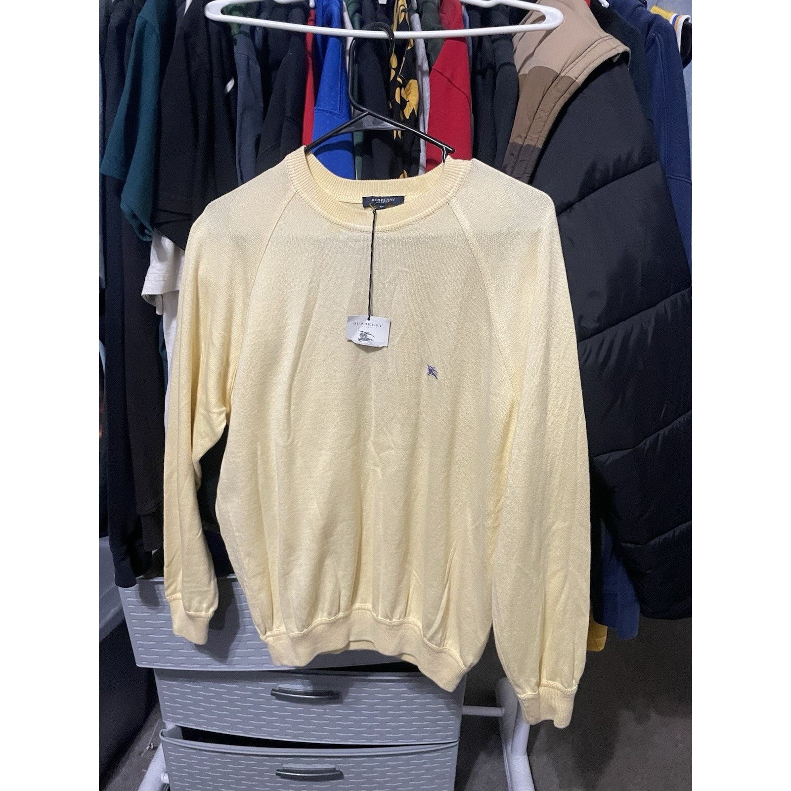 Burberry Size 48/XL- VTG Burberry London Yellow Sweater 100% Cotton Size US XL / EU 56 / 4 - 1 Thumbnail