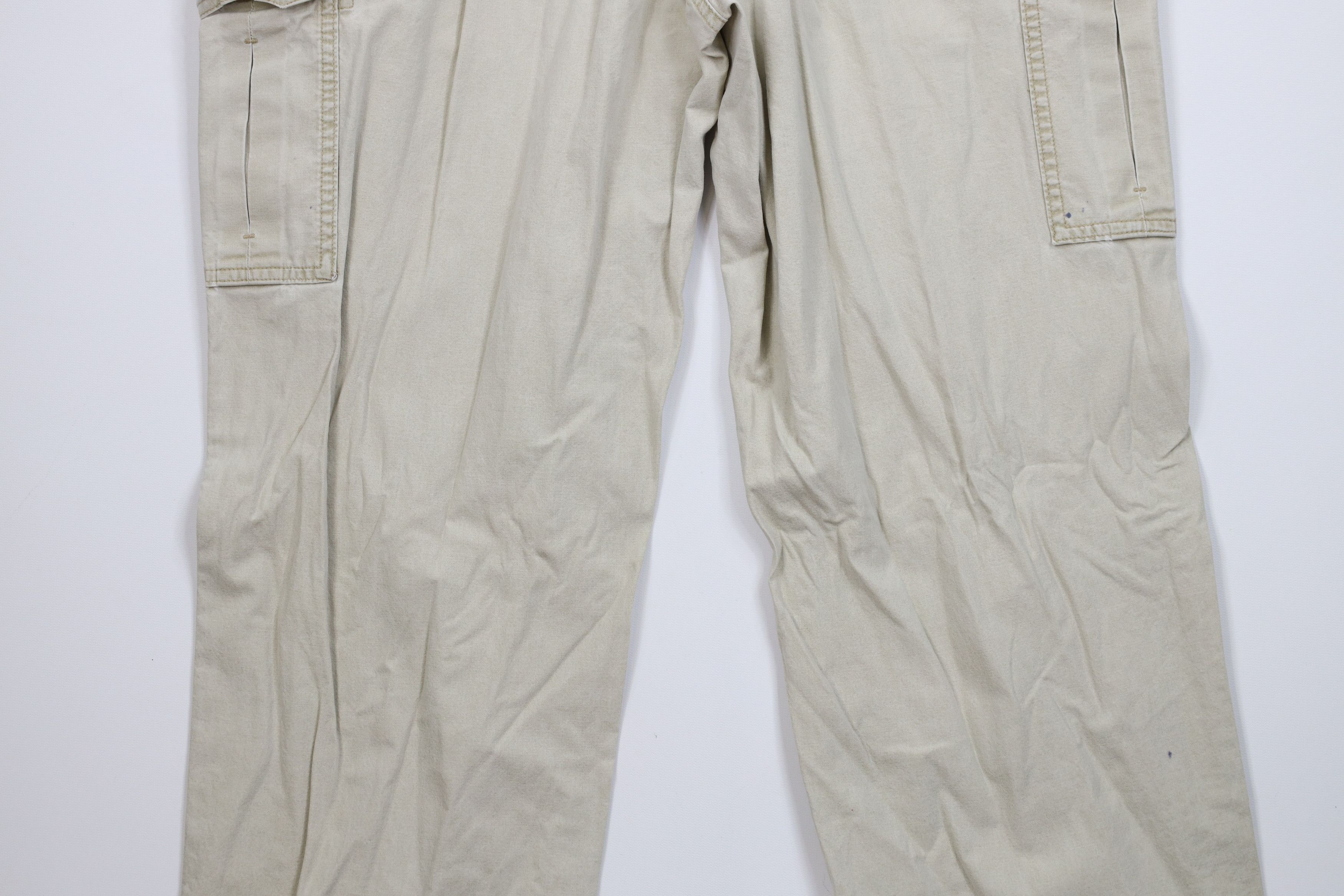 L.L. Bean Vintage 90s LL Bean Stonewash Wide Leg Cargo Pants Beige Size US 34 / EU 50 - 12 Thumbnail