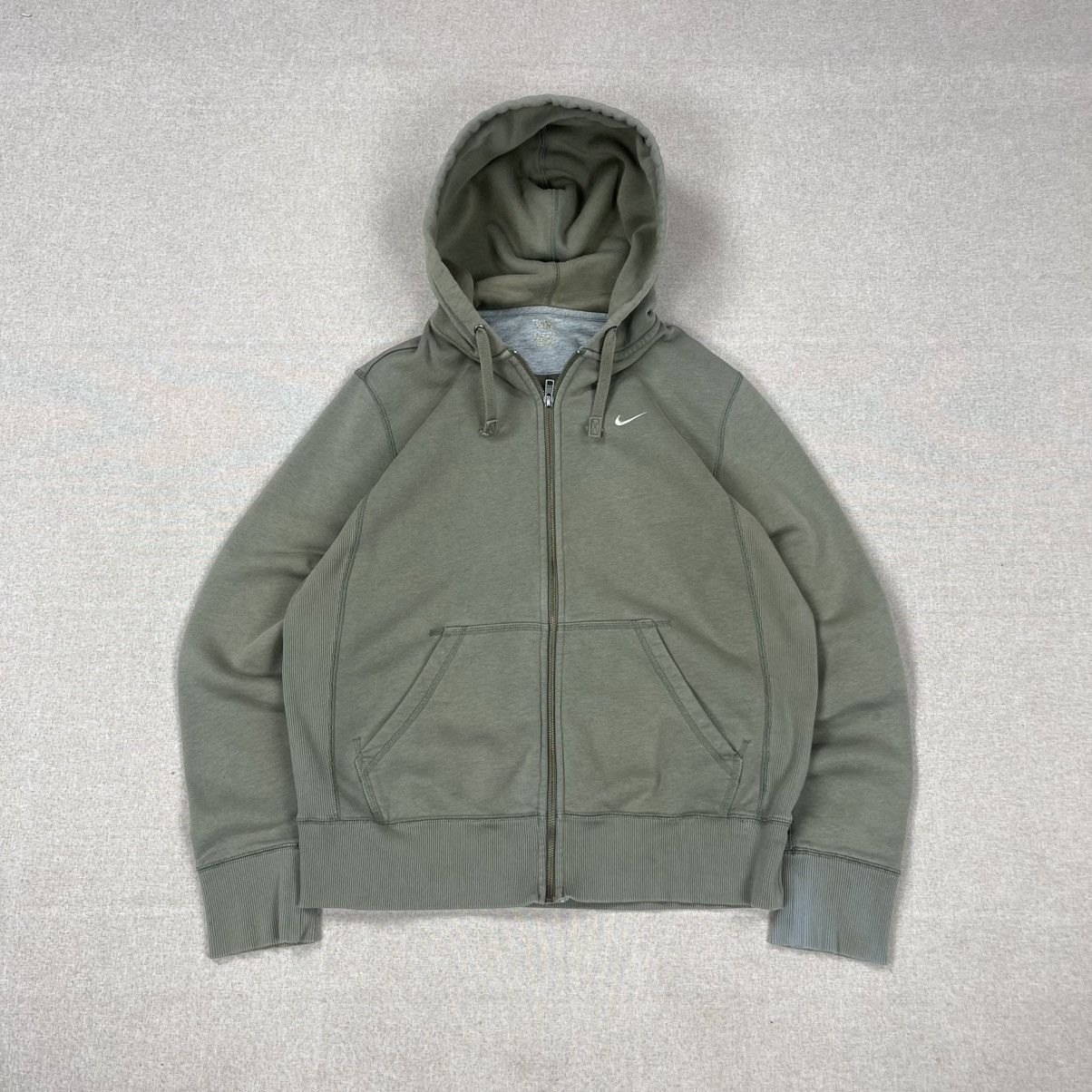 Nike VINTAGE Y2K NIKE KHAKI FADED WASHED ZIP HOODIE Size US M / EU 48-50 / 2 - 2 Thumbnail