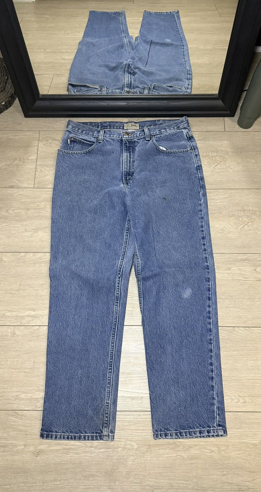 L.L. Bean Vintage 1990s L.L. Bean Natural Fit Straight Fit Denim Jeans Size US 34 / EU 50 - 1 Thumbnail