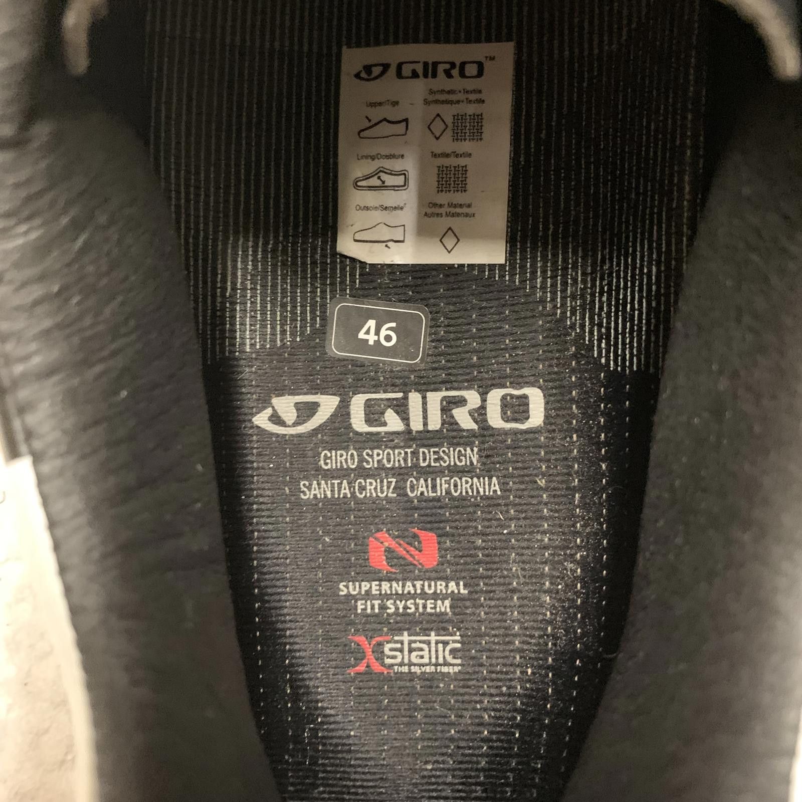Giro Giro Sport Cycling Shoes Men's 12 Black White SPD Size ONE SIZE - 7 Thumbnail