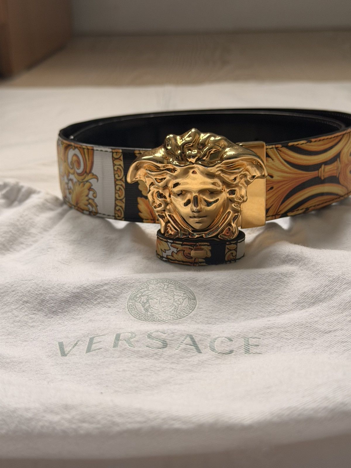 Versace Versace Medusa Reversible Baroque Leather Belt Made In Italy Size 32 - 2 Thumbnail