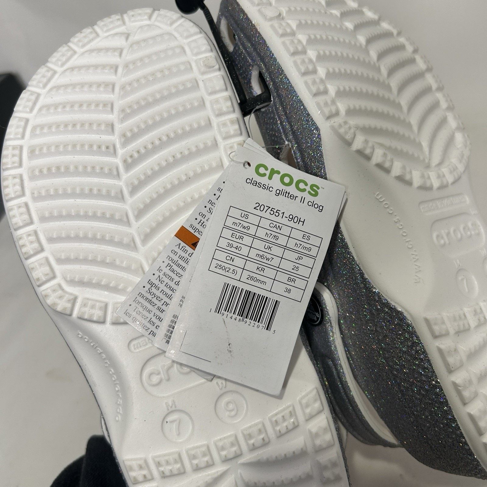 Crocs Crocs Classic Clog Glitter “Metallic Silver” 207551-90H Size US 9 / IT 39 - 5 Thumbnail