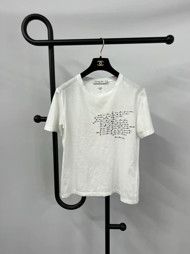 Dior Dior White letter short-sleeved T-shirt Size M / US 6-8 / IT 42-44 - 1 Thumbnail
