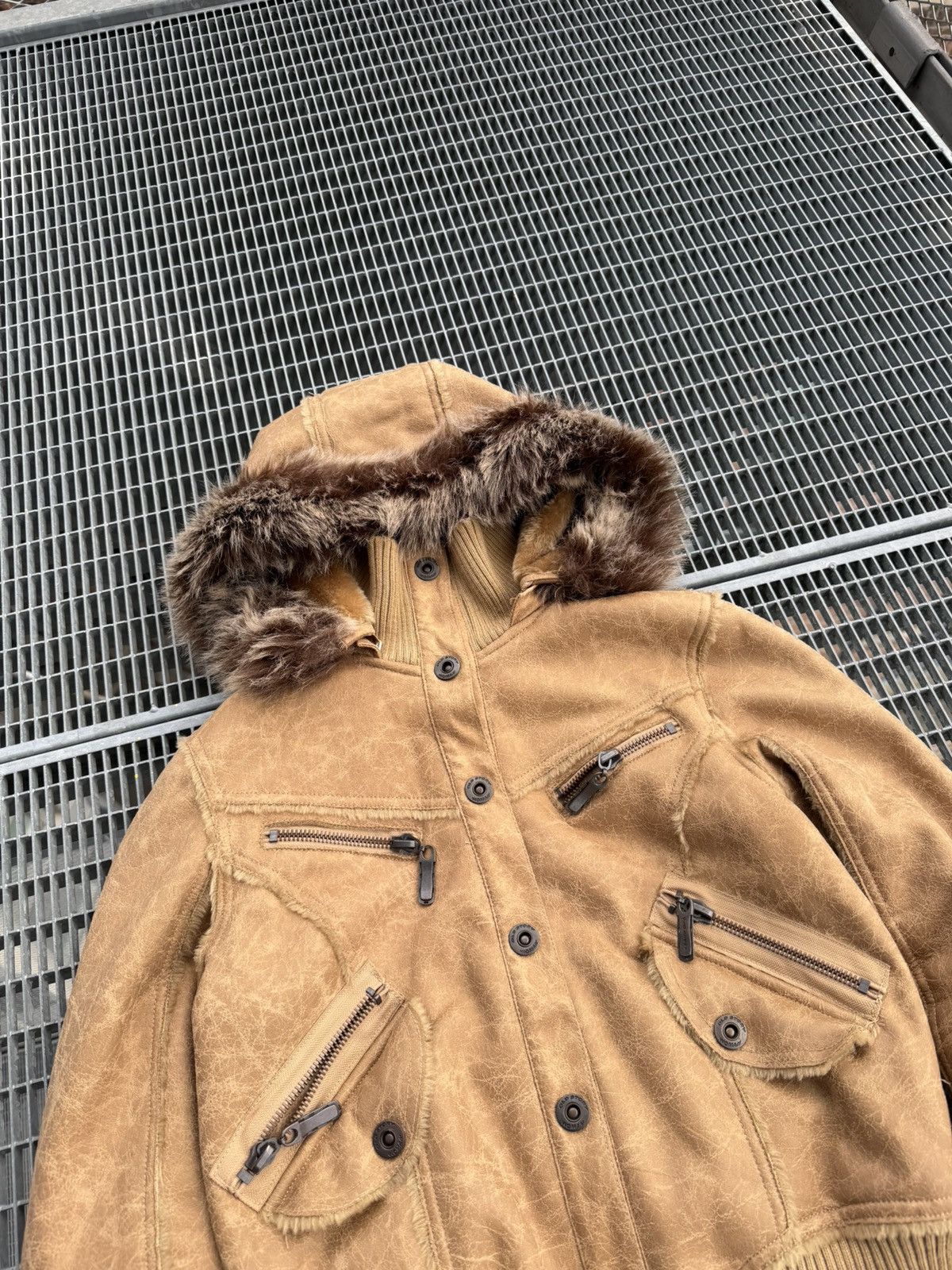 Vintage Suede Leather Multizip Fur Streetwear Insulated Jacket Size M / US 6-8 / IT 42-44 - 2 Thumbnail