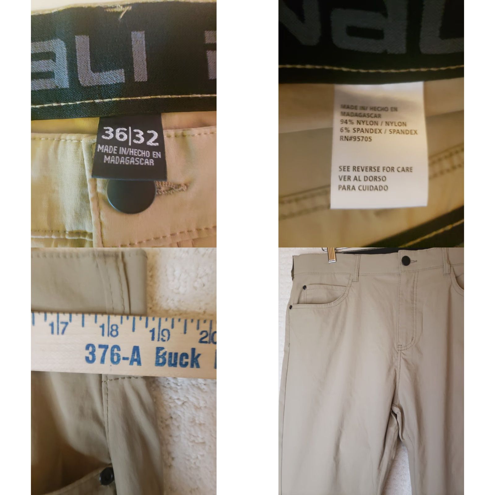 Vintage Denali Pants Mens 36x32 Khaki Nylon Stretchy Lightweight Outdoor Hiking Windbreaker 5-Pocket Beige Regular Mens Size US 36 / EU 52 - 8 Thumbnail