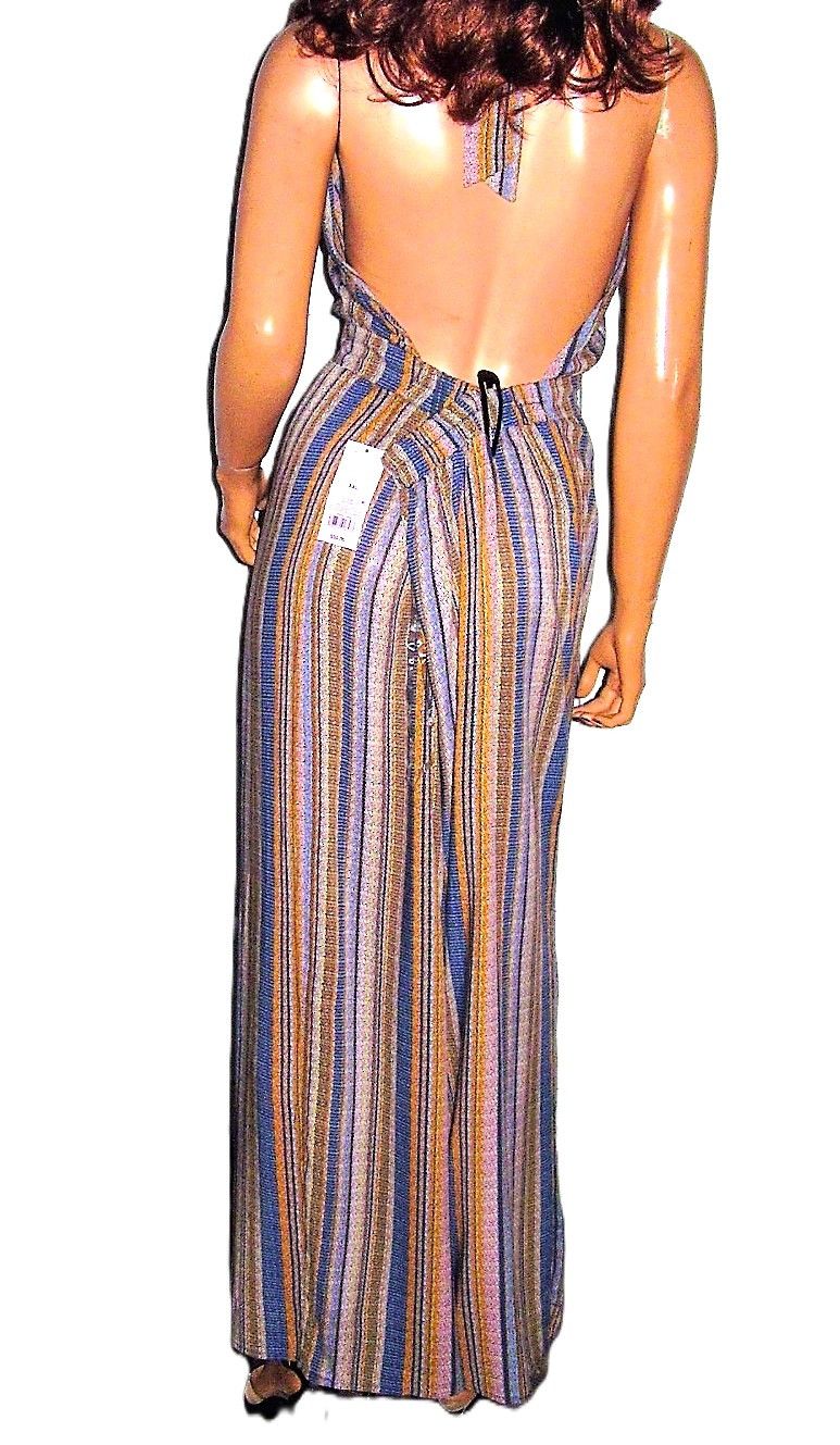 Other Wild Fable Blue Beige Halter Jumpsuit XXL NWT Size 35" - 5 Thumbnail