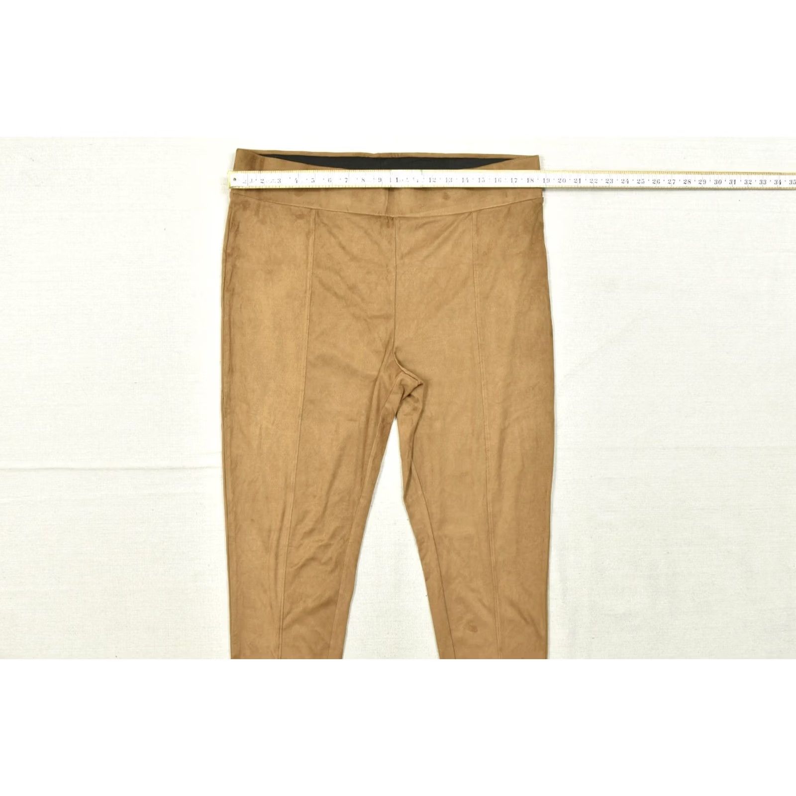 Vintage VINTAGE? Seven7 Women XXL Faux Suede Pull On Leggings Camel Brown Black? Size 40" / US 18 - 4 Thumbnail