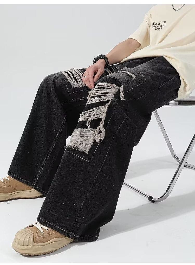 Japanese Brand × Jean Vintage Loose Holes Spliced Jeans Size US 29 - 4 Thumbnail