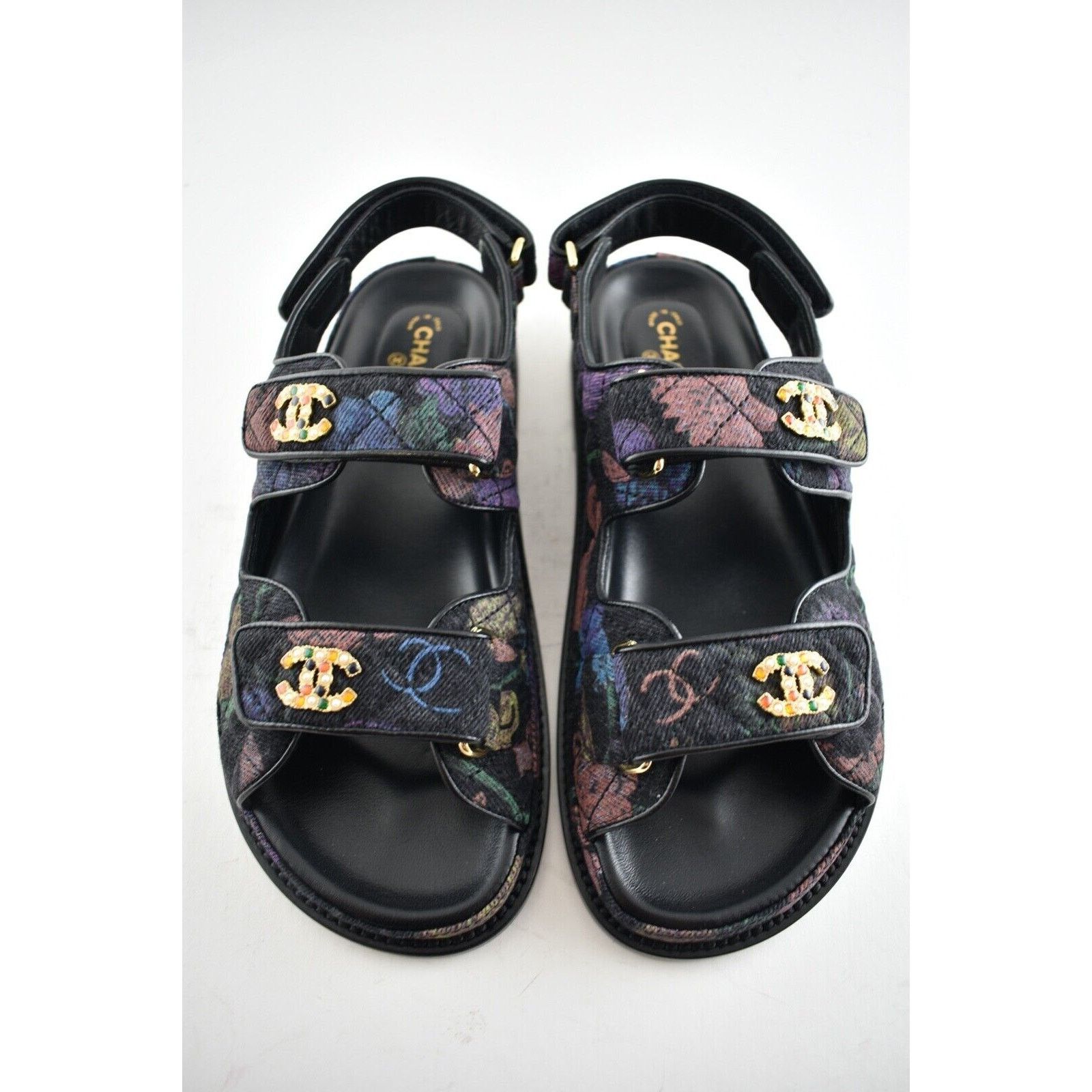 Chanel Chanel 21A Black Denim Graffiti CC Logo Mule Slide Strap Size US 10.5 / IT 40.5 - 5 Thumbnail
