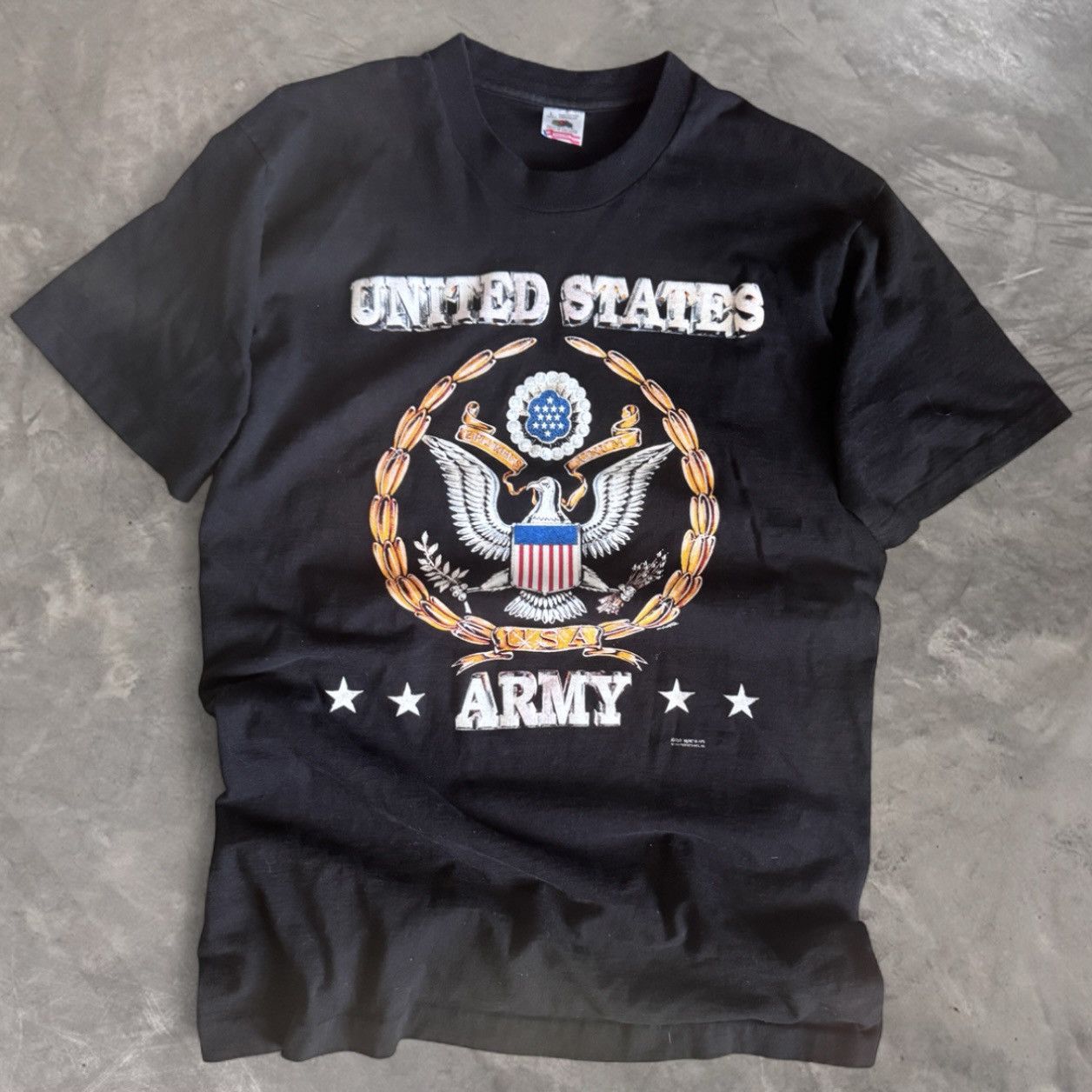Fruit Of The Loom Vintage 80s Bling Bling Cash Money Style US Army T-shirt Size US L / EU 52-54 / 3 - 4 Thumbnail