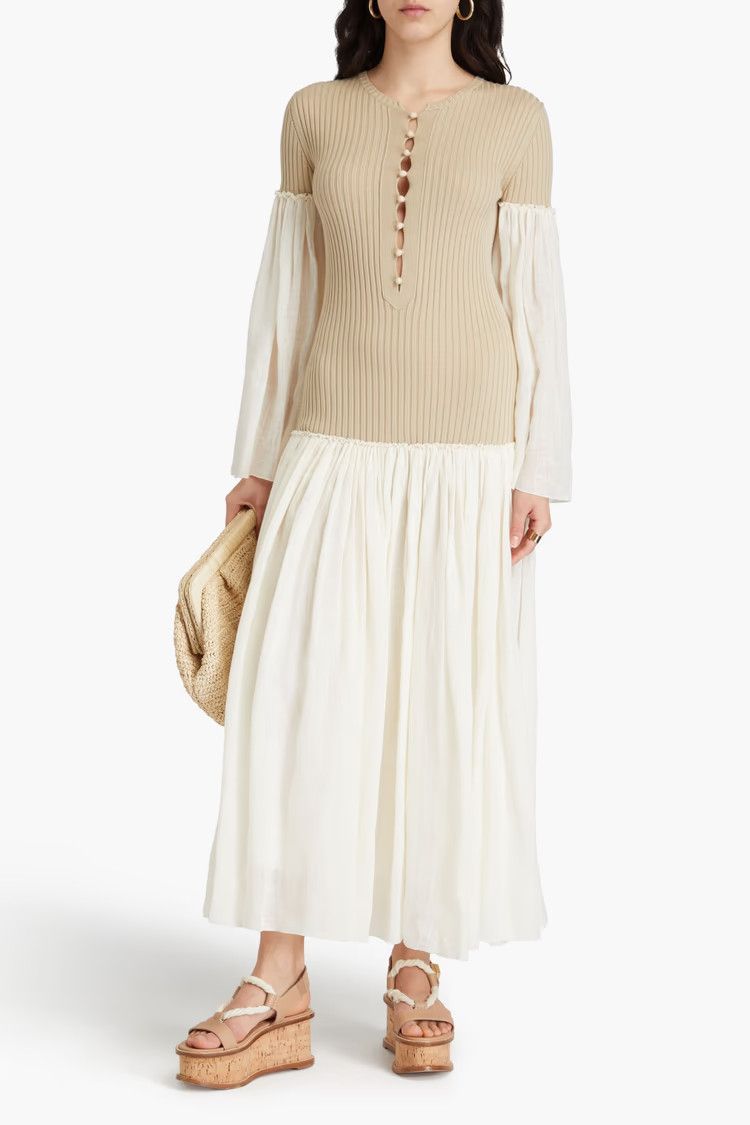 Chloe o1y0825 Maxi Dress in Beige Size S / US 4 / IT 40 - 2 Thumbnail