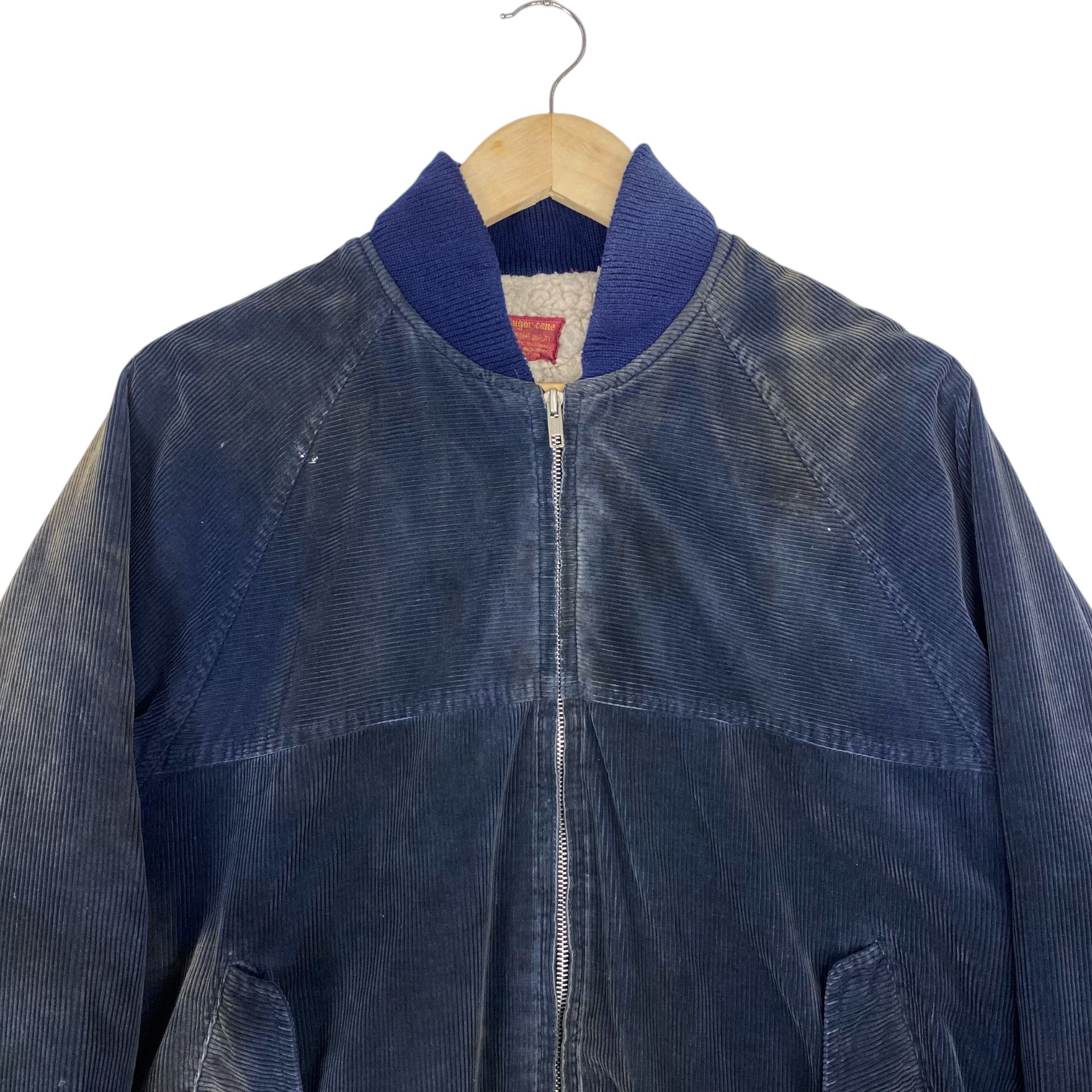 Sugar Cane 💥70s DISTRESSED CORDUROY BOMBER NAVY JACKET Size US M / EU 48-50 / 2 - 3 Thumbnail