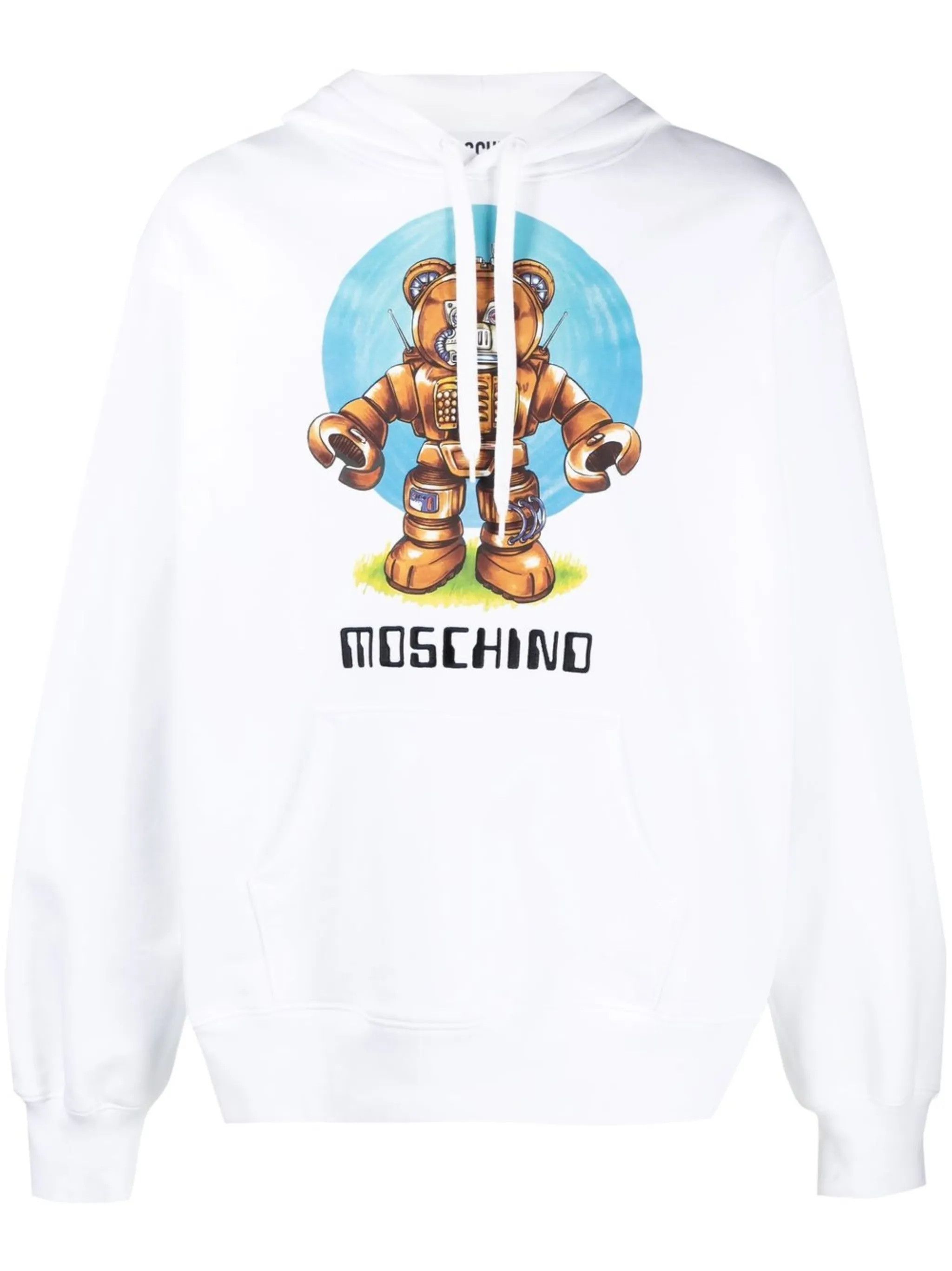 Moschino o1y0225 Logo Hoodie in White Size US M / EU 48-50 / 2 - 1 Thumbnail
