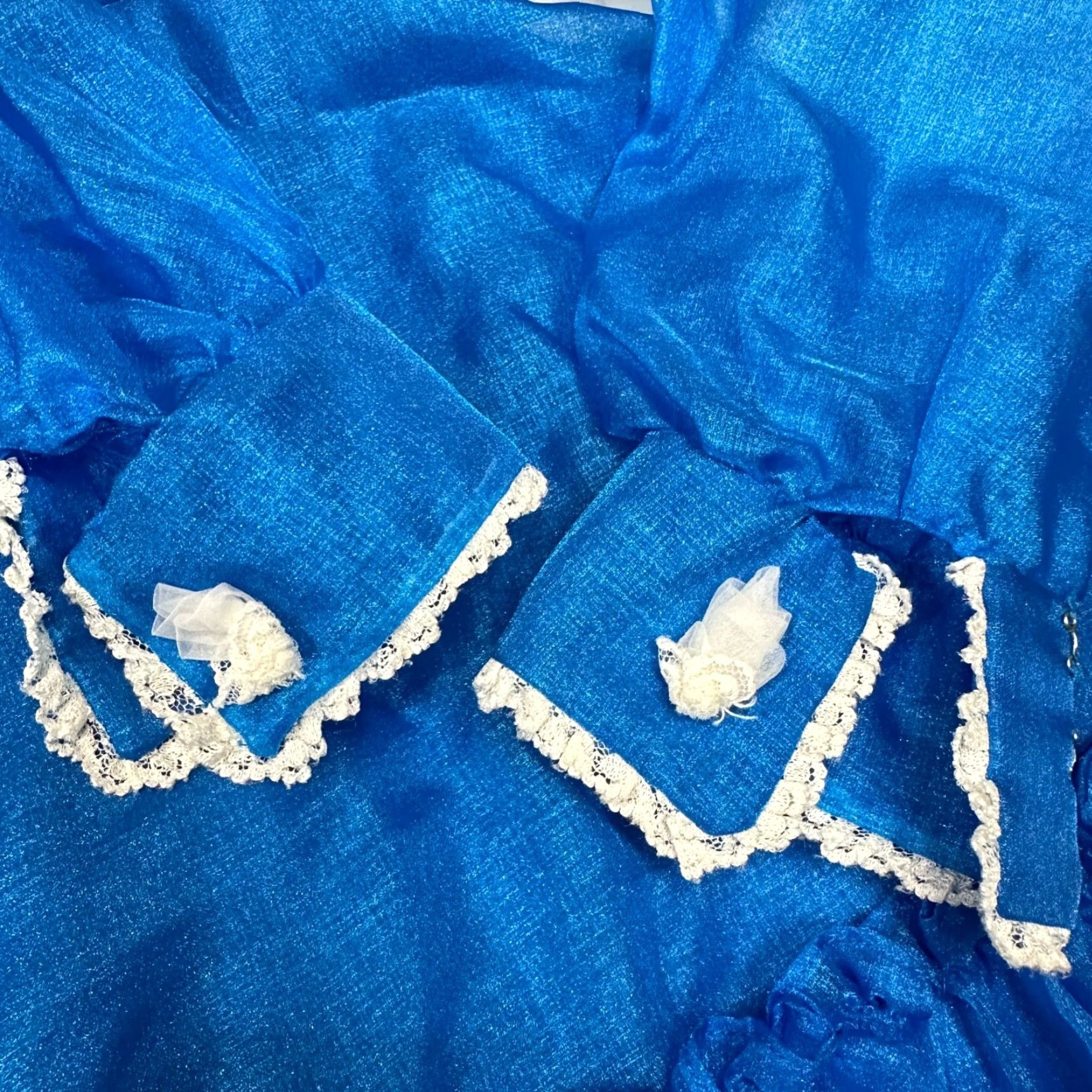 Vintage Vintage Girls Long Sleeve Dress Circle Blue 6 Polyester Lace Trim Size US S / EU 44-46 / 1 - 7 Thumbnail