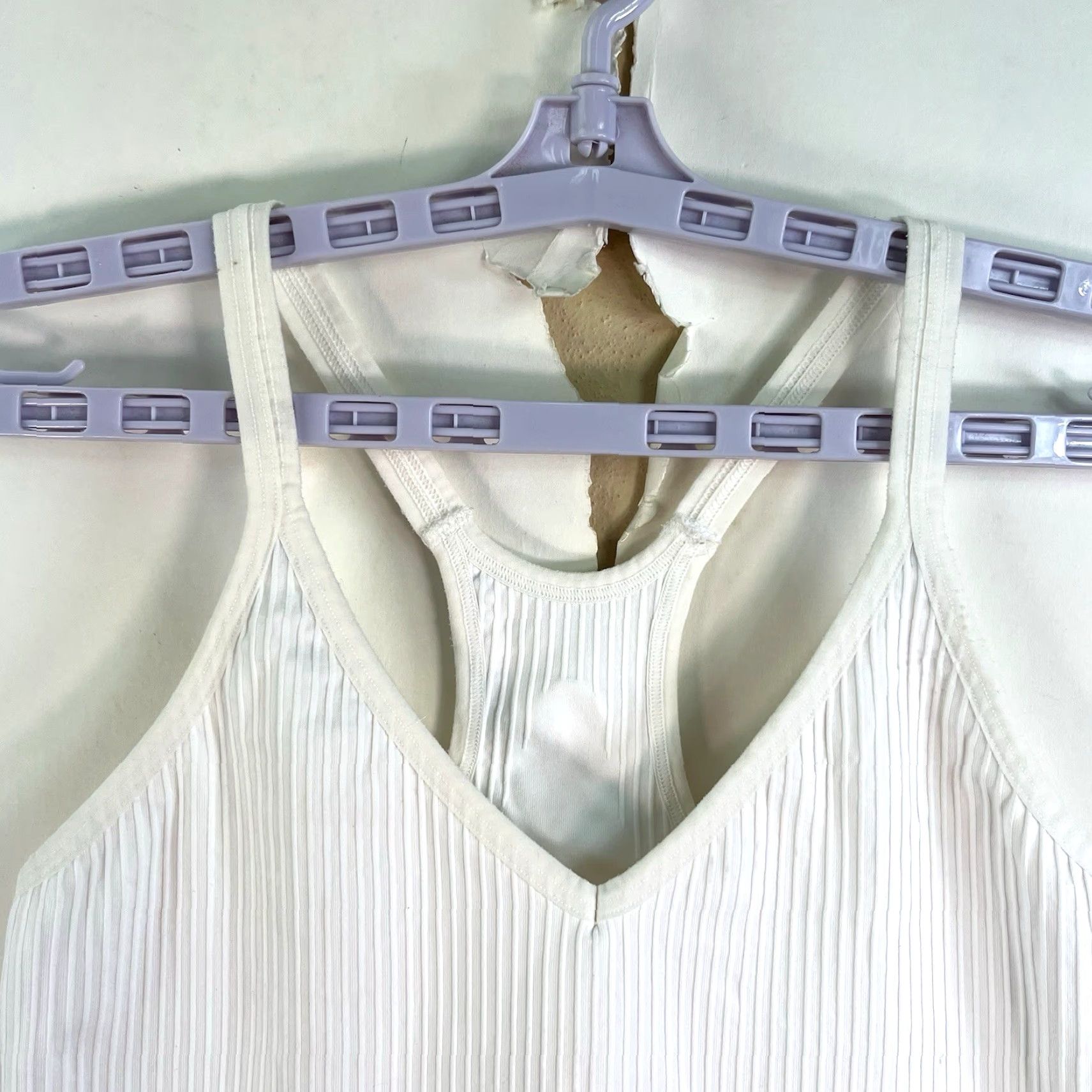 Nike Nike Women's Tank Top M/L Ivory Dri-Fit Activewear Sports Ribbed Racerback Sleeveless Size M / US 6-8 / IT 42-44 - 3 Thumbnail