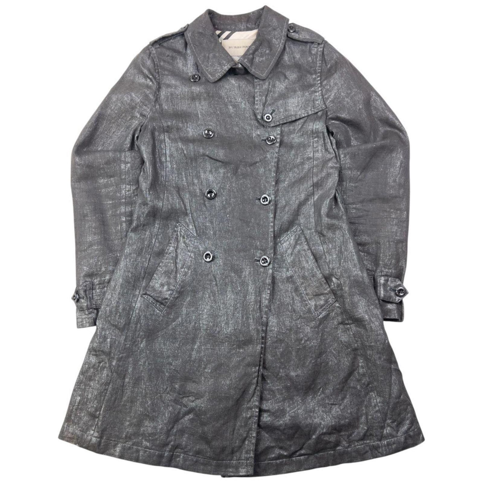 Burberry Vintage 2000s Burberry Metallic Trench Jacket Womens Size M Size M / US 6-8 / IT 42-44 - 1 Thumbnail