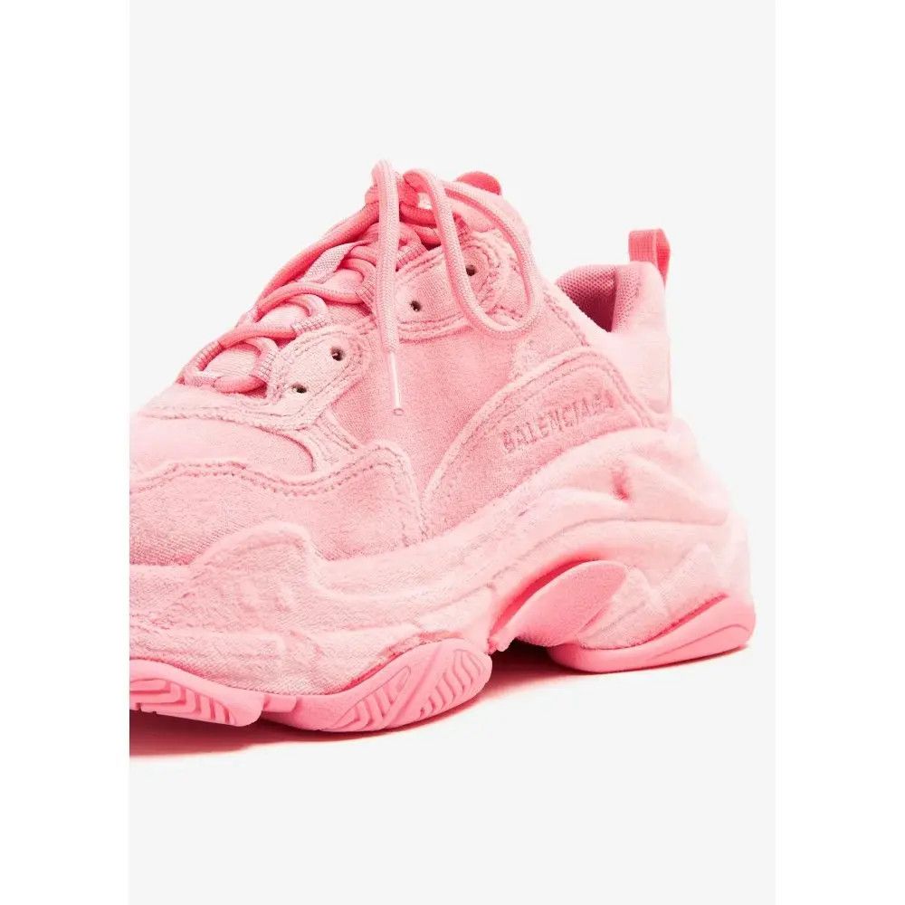 Balenciaga o1w1db10526 Triple S Sneakers Velvet in Pink Size US 4 / IT 34 - 2 Thumbnail