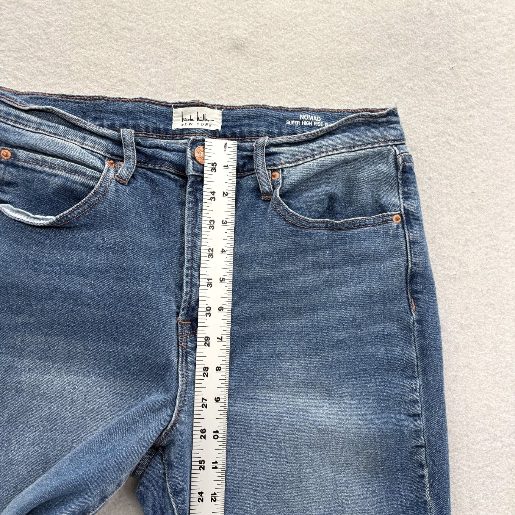 Nicole Miller Nicole Miller Nomad High Rise Slim Jeans Womens 6 Blue Raw Hem Crop Stretch Pant Size 28" / US 6 / IT 42 - 7 Thumbnail