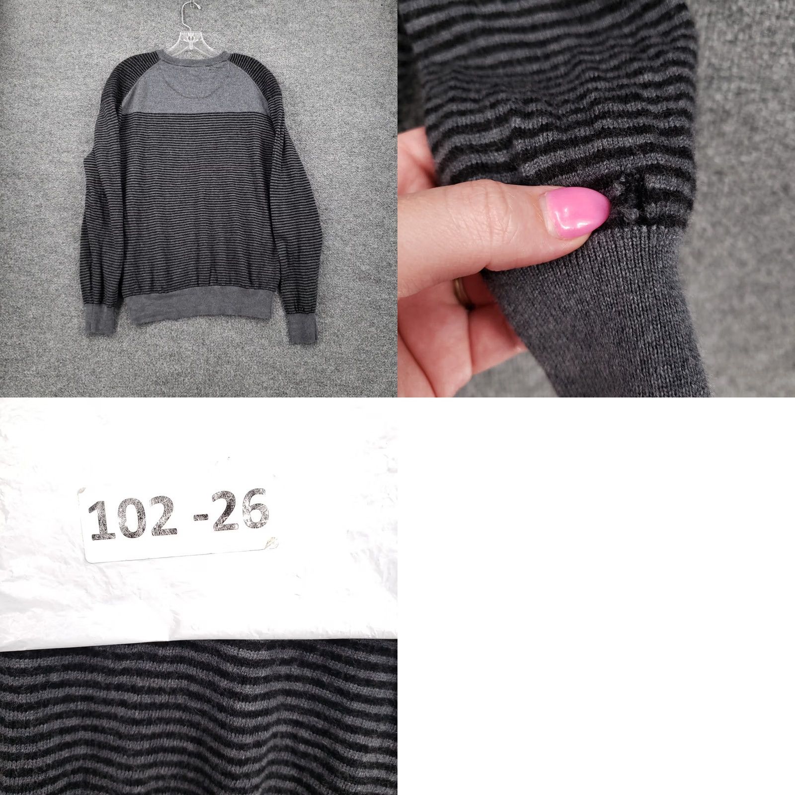 BUGATCHI BUGATCHI Sweater Mens XL Gray Long Sleeve Stripe Merino Wool Pullover Knit Size US XL / EU 56 / 4 - 9 Thumbnail