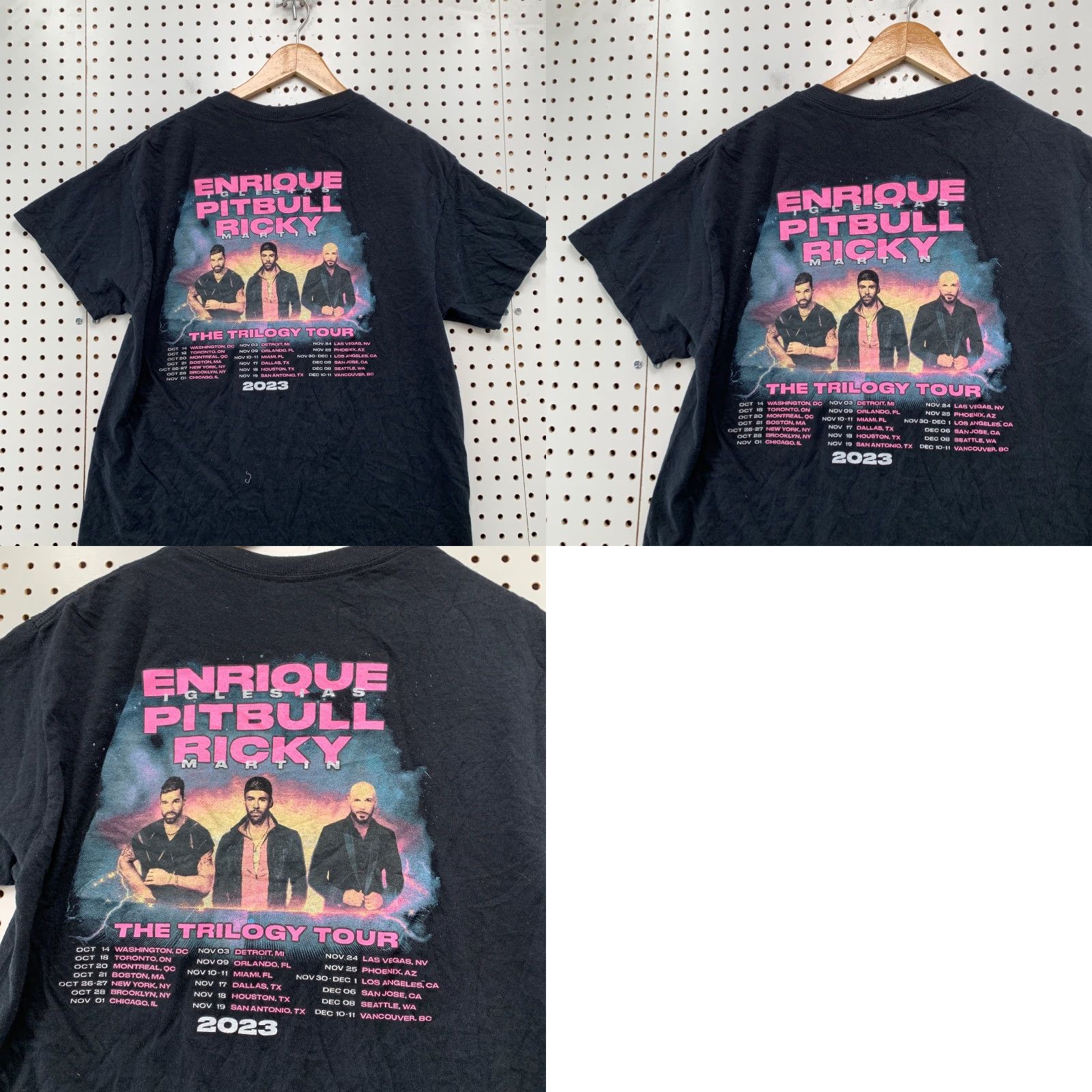 Vintage Putbull Trilogy Tour T Shirt Mens M Black Enrique Iglesias Ricky Tour 2023 Graphic Print Cotton Short Sleeve Crew Neck Music Shirt Size US M / EU 48-50 / 2 - 9 Thumbnail