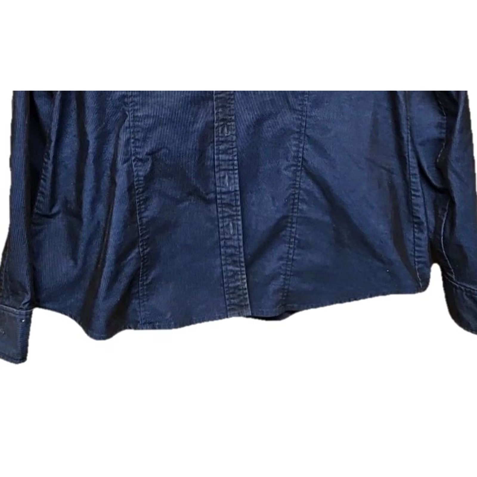 Vintage Cato Corduroy Women’s XL Navy Blue Button Front Shirt Utility Pockets Size XL / US 12-14 / IT 48-50 - 3 Thumbnail
