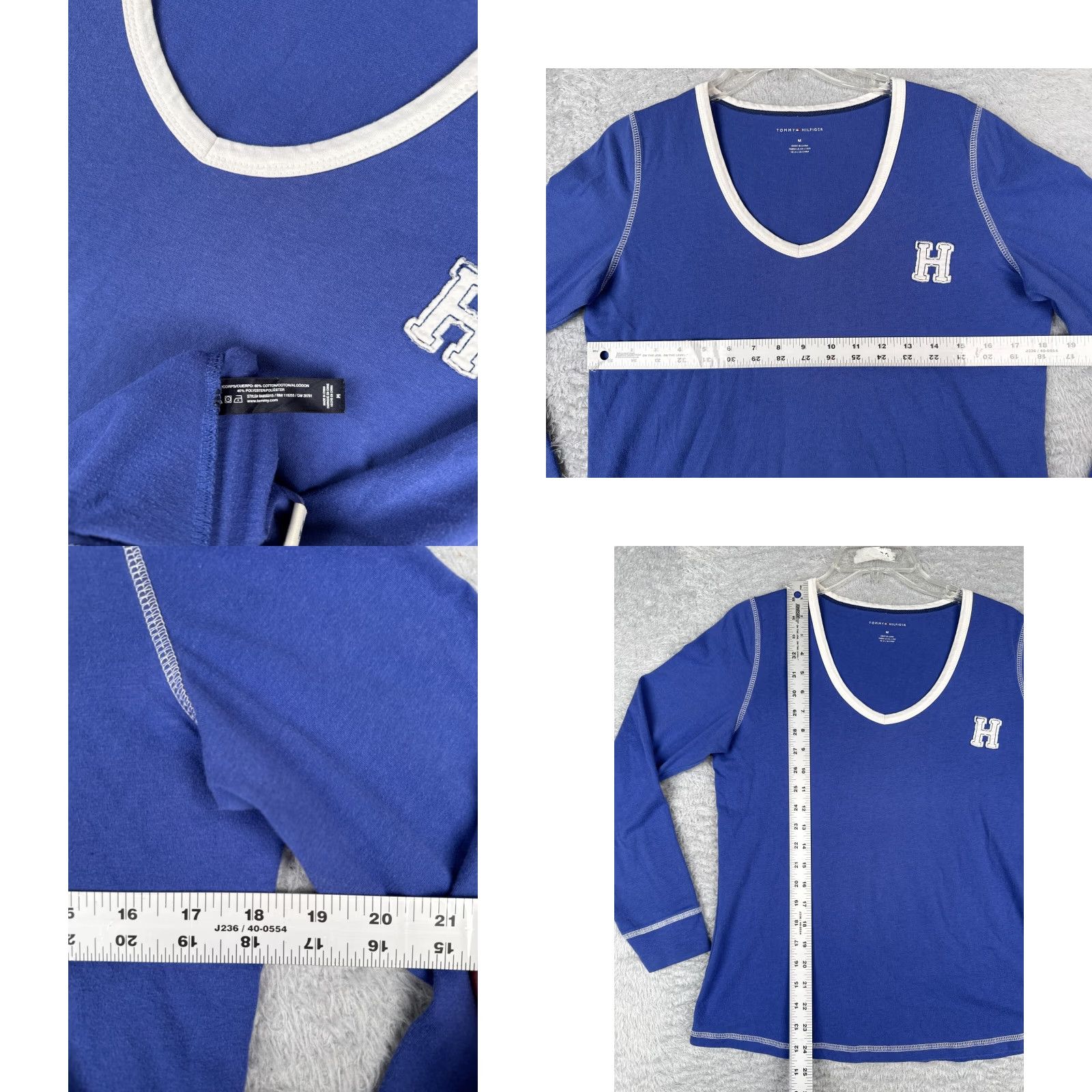 Tommy Hilfiger Tommy Hilfiger Shirt Women M Blue Long Sleeve Scoop Neck Cotton Blend Size M / US 6-8 / IT 42-44 - 8 Thumbnail