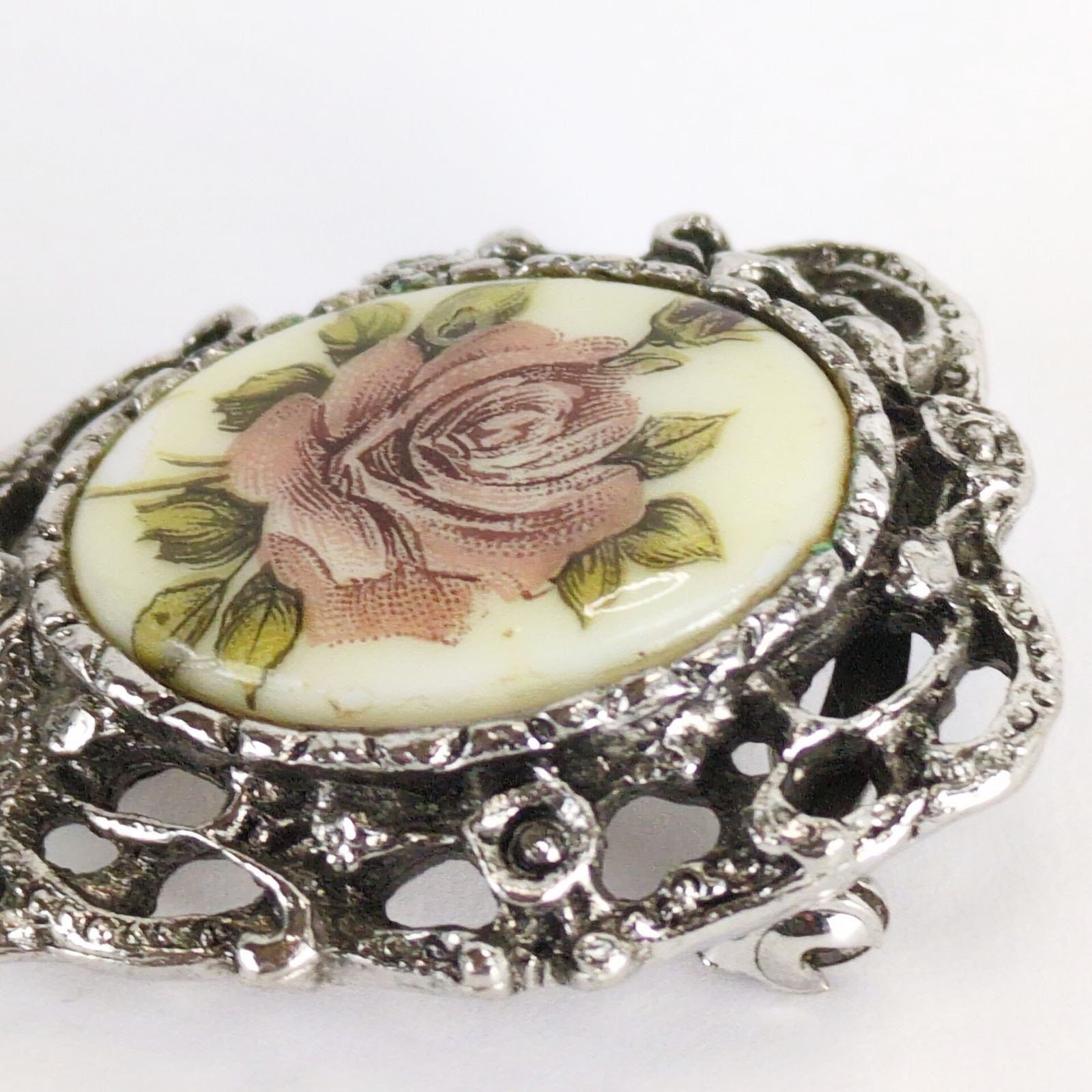 Vintage Vintage Victorian Revival Rose Cameo Brooch Pin with Tassels Size ONE SIZE - 5 Thumbnail