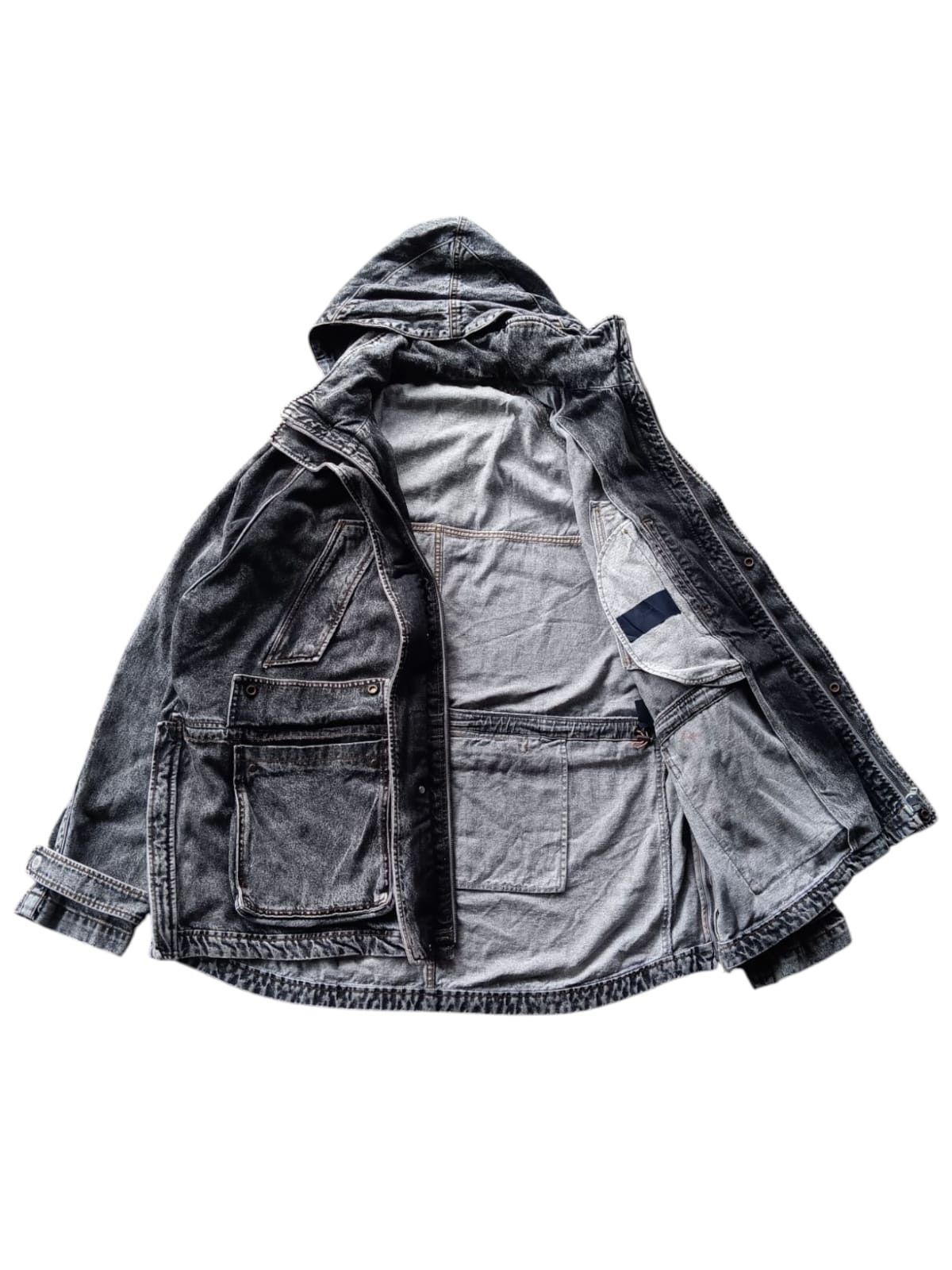 Juun.J fundamental black wash denim parka jacket Size US XL / EU 56 / 4 - 3 Thumbnail