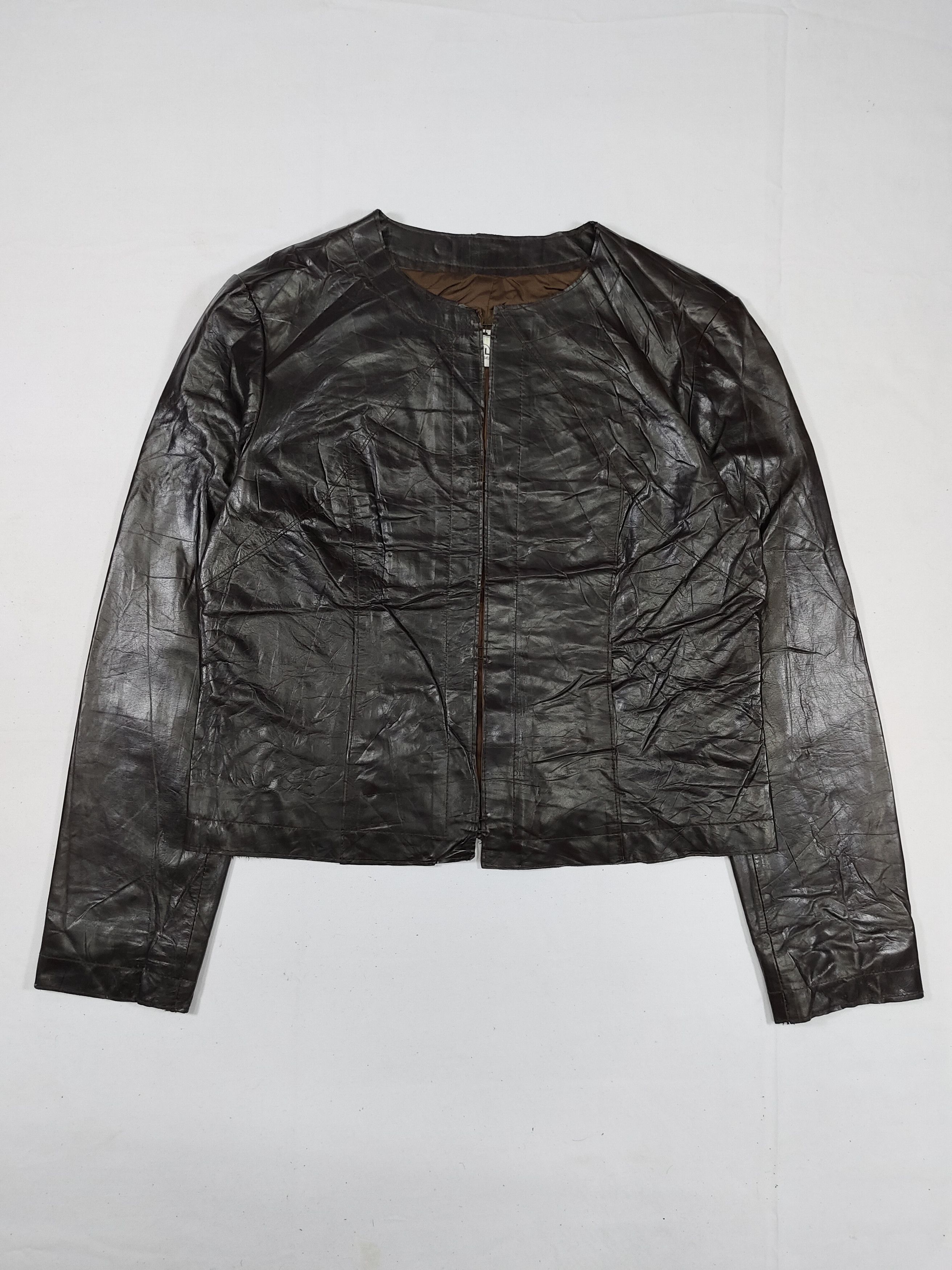 Karl Lagerfeld 90s Karl Lagerfeld- Archive Minimalist Moto Leather Jacket Size M / US 6-8 / IT 42-44 - 6 Thumbnail