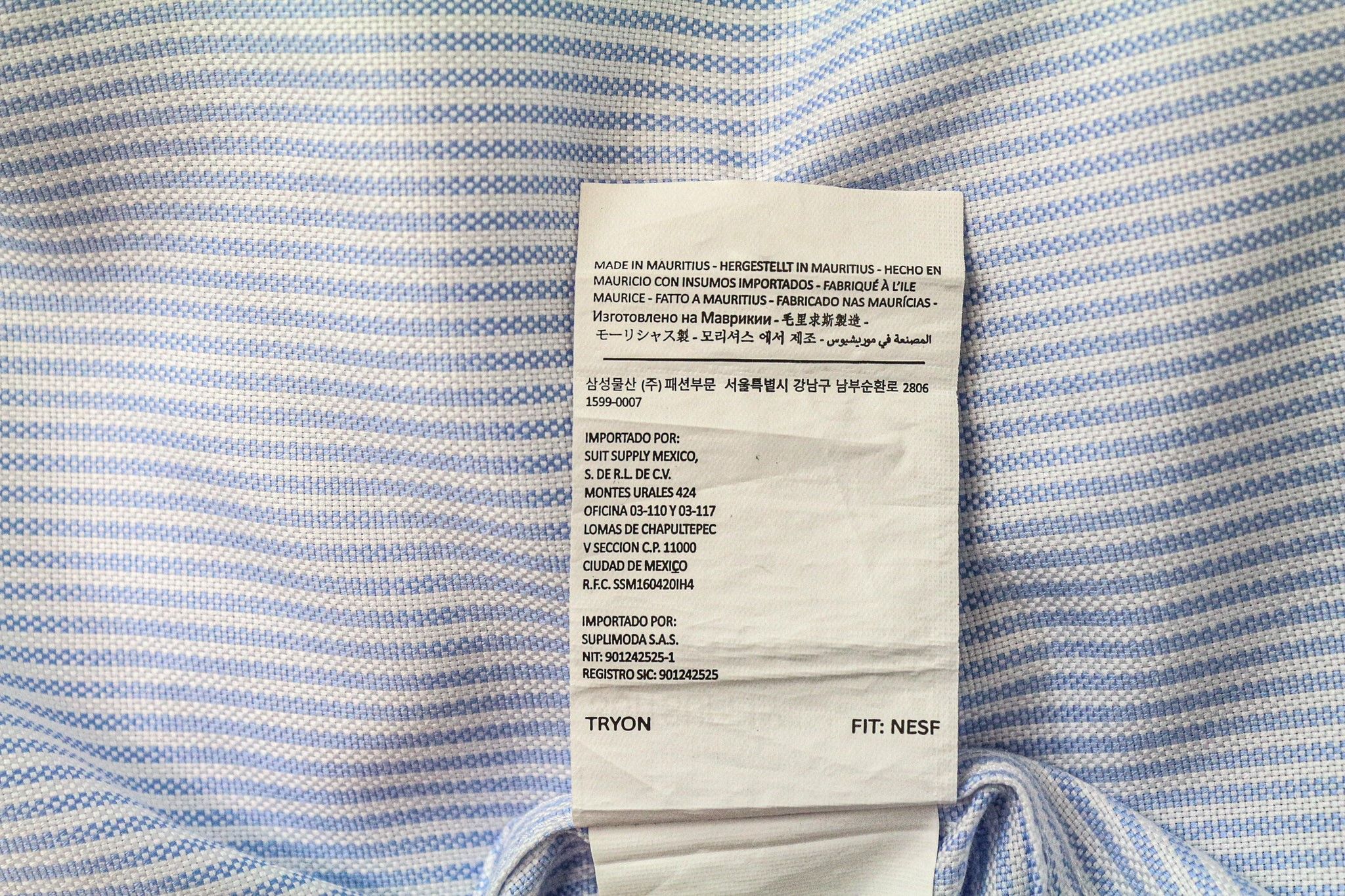 Suitsupply 44L/17 1/2L Extra Slim Blue Cotton Striped Shirt 75933 Size 44L - 7 Thumbnail