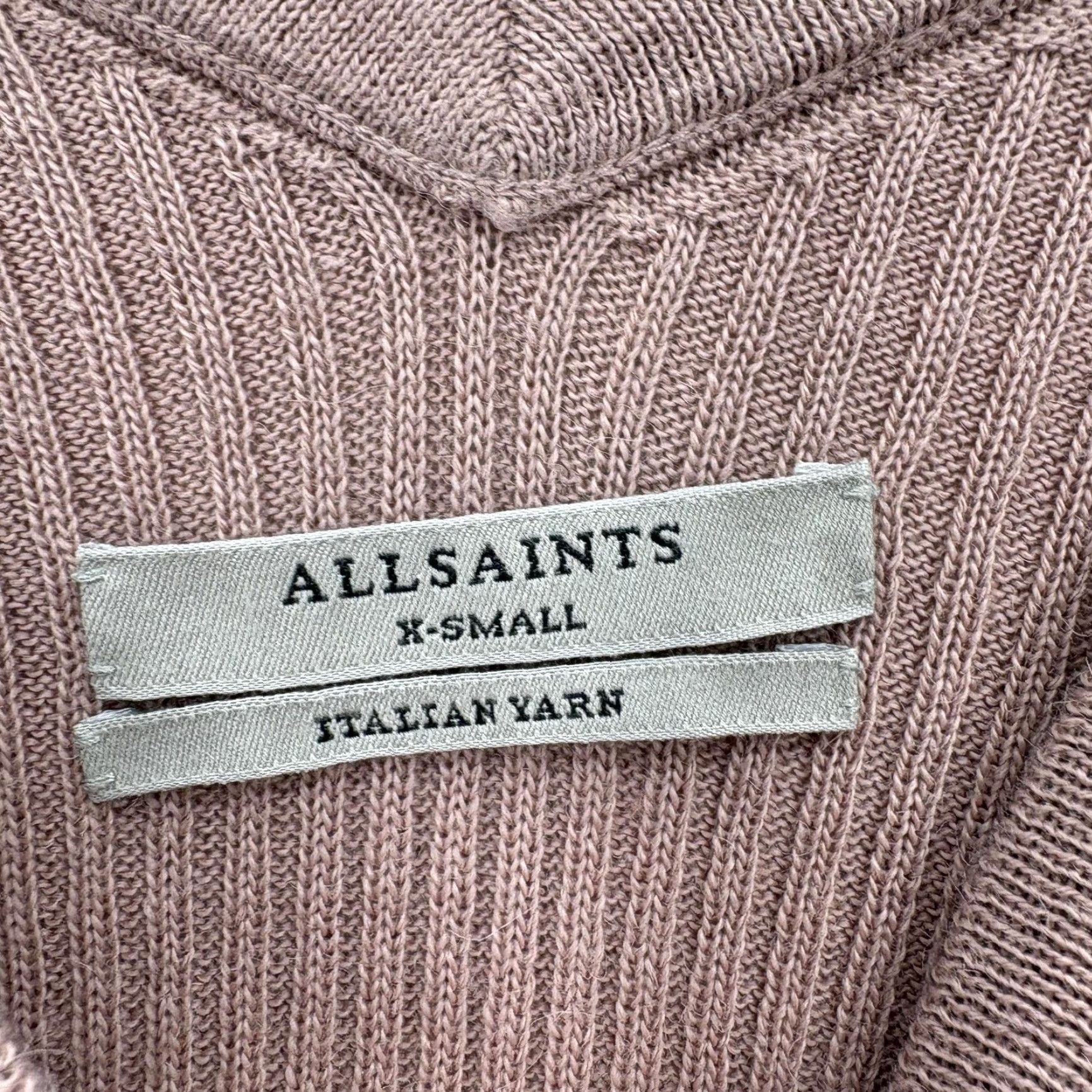 Allsaints AllSaints Sweater Womens XS Pink Keld Olivo V-Neck Knit Wool Alpaca Italy pullover tight-knit Size XS / US 0-2 / IT 36-38 - 4 Thumbnail