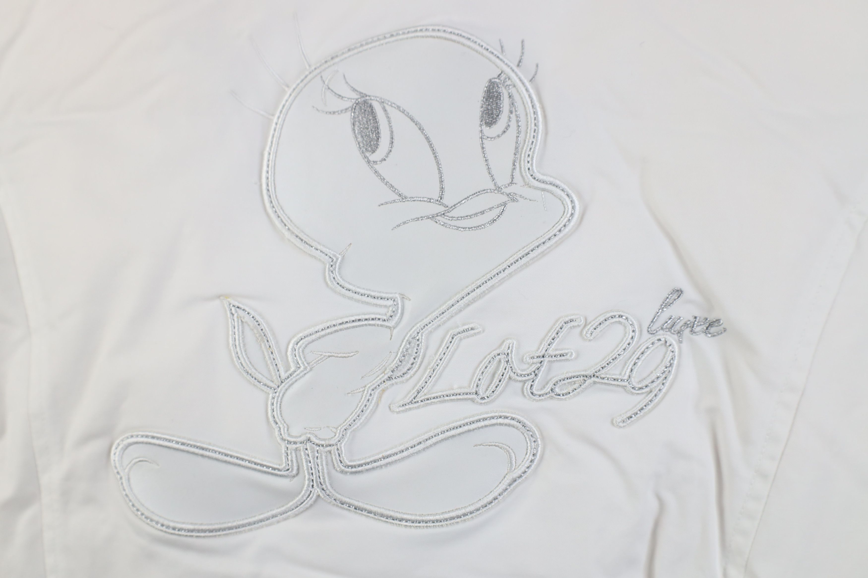 Vintage NOS Vintage 90s Y2K Tweety Bird Cropped Down Hooded Jacket Size M / US 6-8 / IT 42-44 - 12 Thumbnail