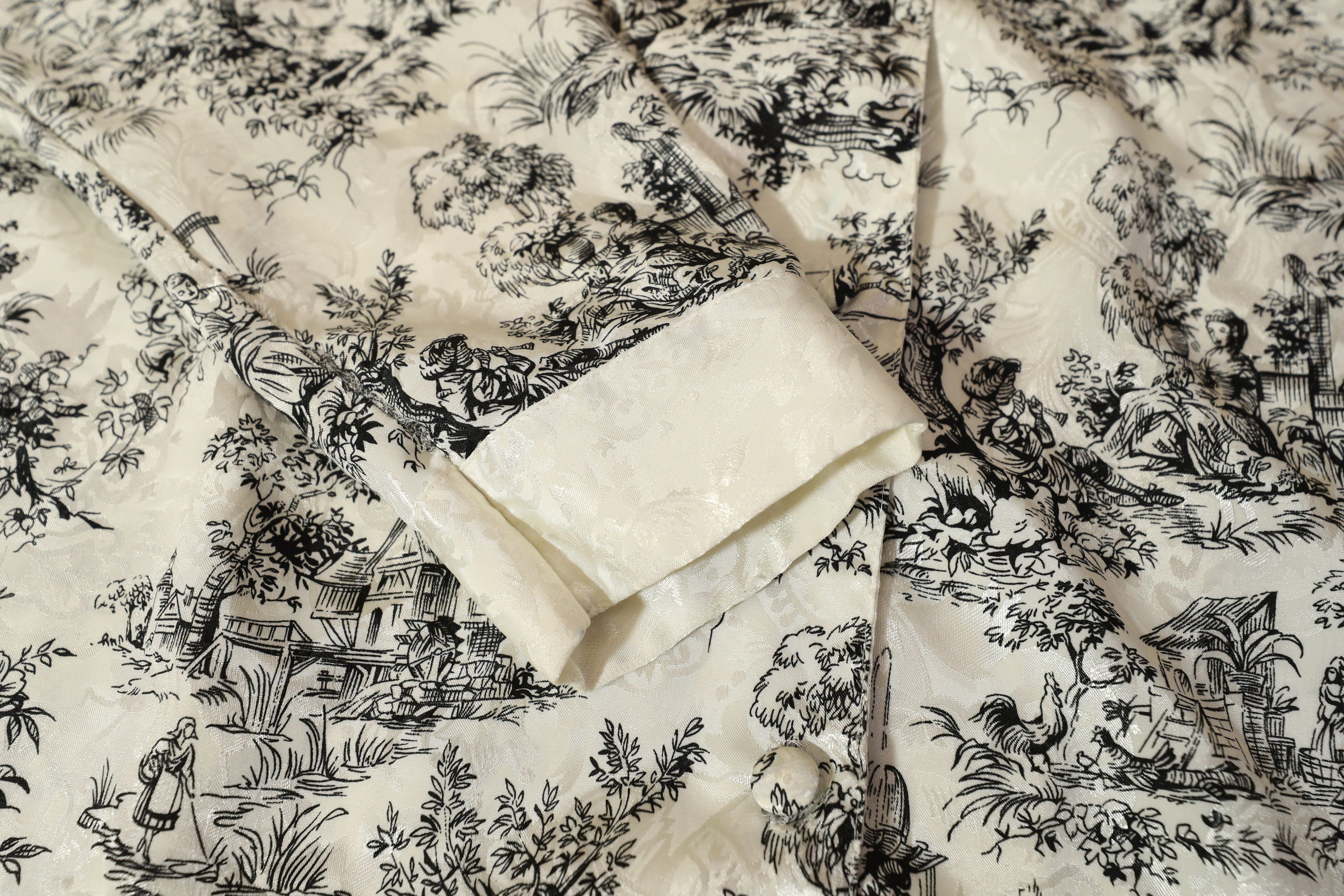 Vintage Vintage Silk Toile Print Button Up Shirt (S/P) Size S / US 4 / IT 40 - 4 Thumbnail