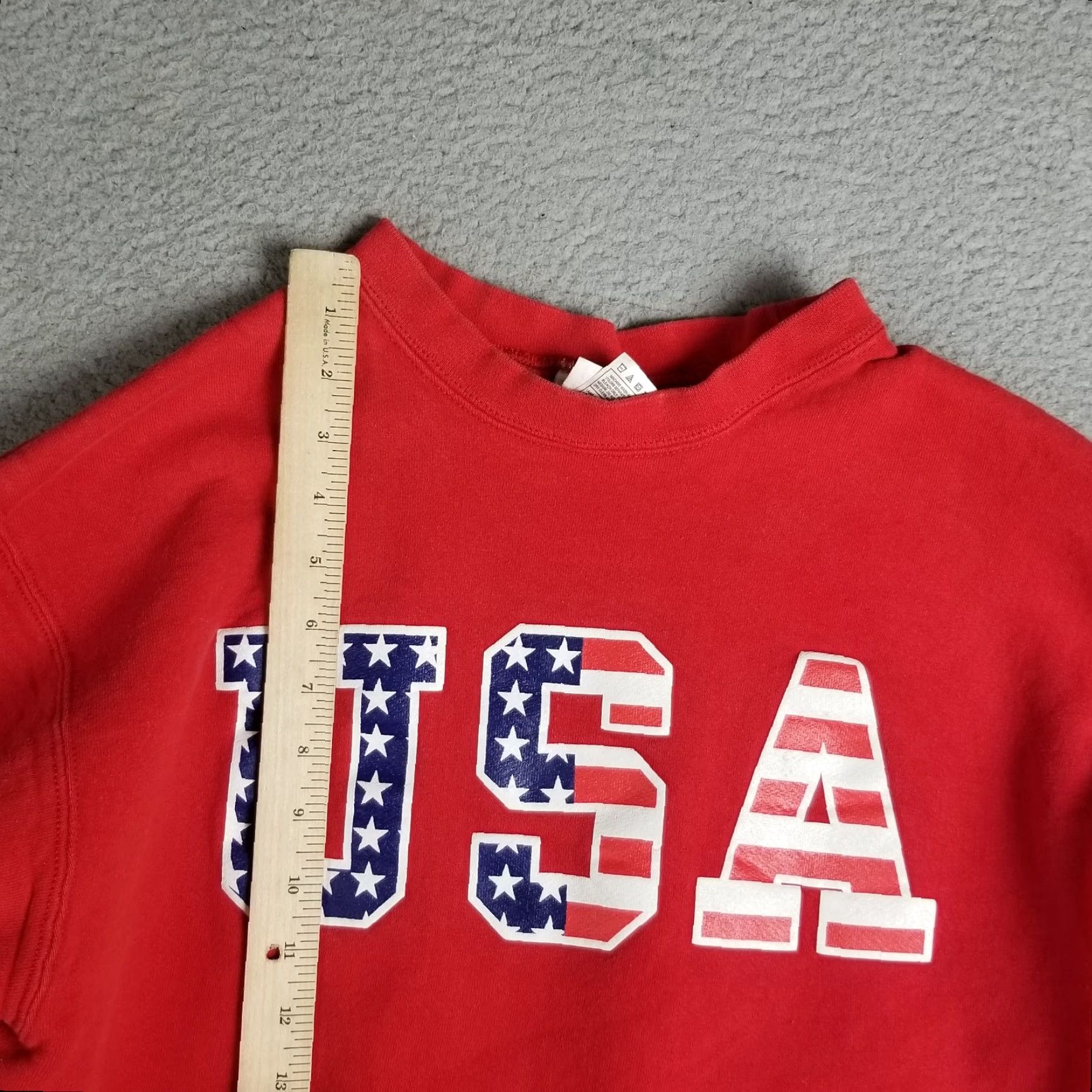 Hanes VINTAGE Hanes Crewneck Sweatshirt Shirt Men L Red USA 90s Retro Patriotic Long Sleeve Cotton Engineered Knit Embroidered Hip Hop Hippie Style Mens Size US L / EU 52-54 / 3 - 4 Thumbnail