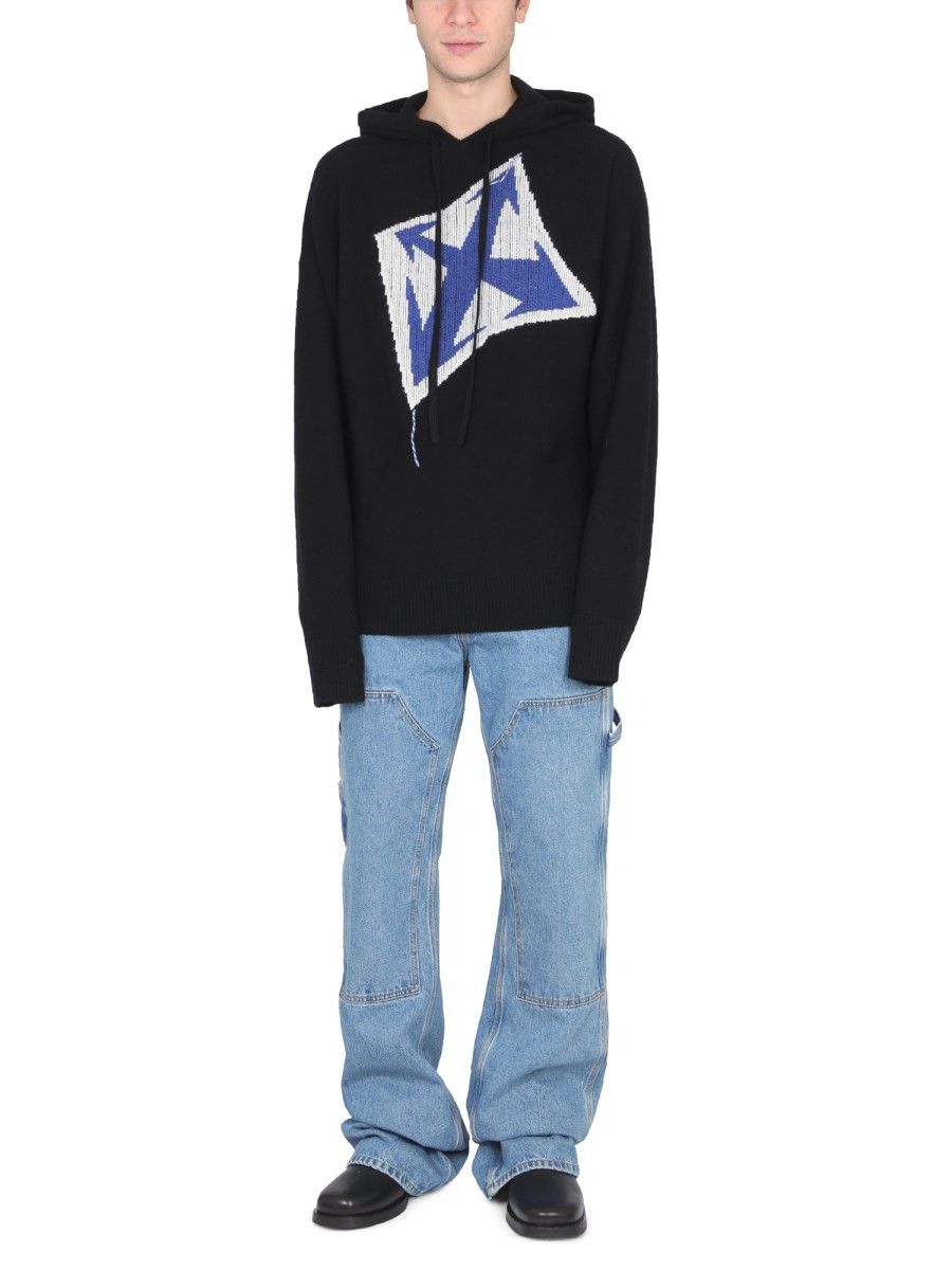 Off-White o1y0225 Logo Hooded Coat in Black Size US S / EU 44-46 / 1 - 4 Thumbnail